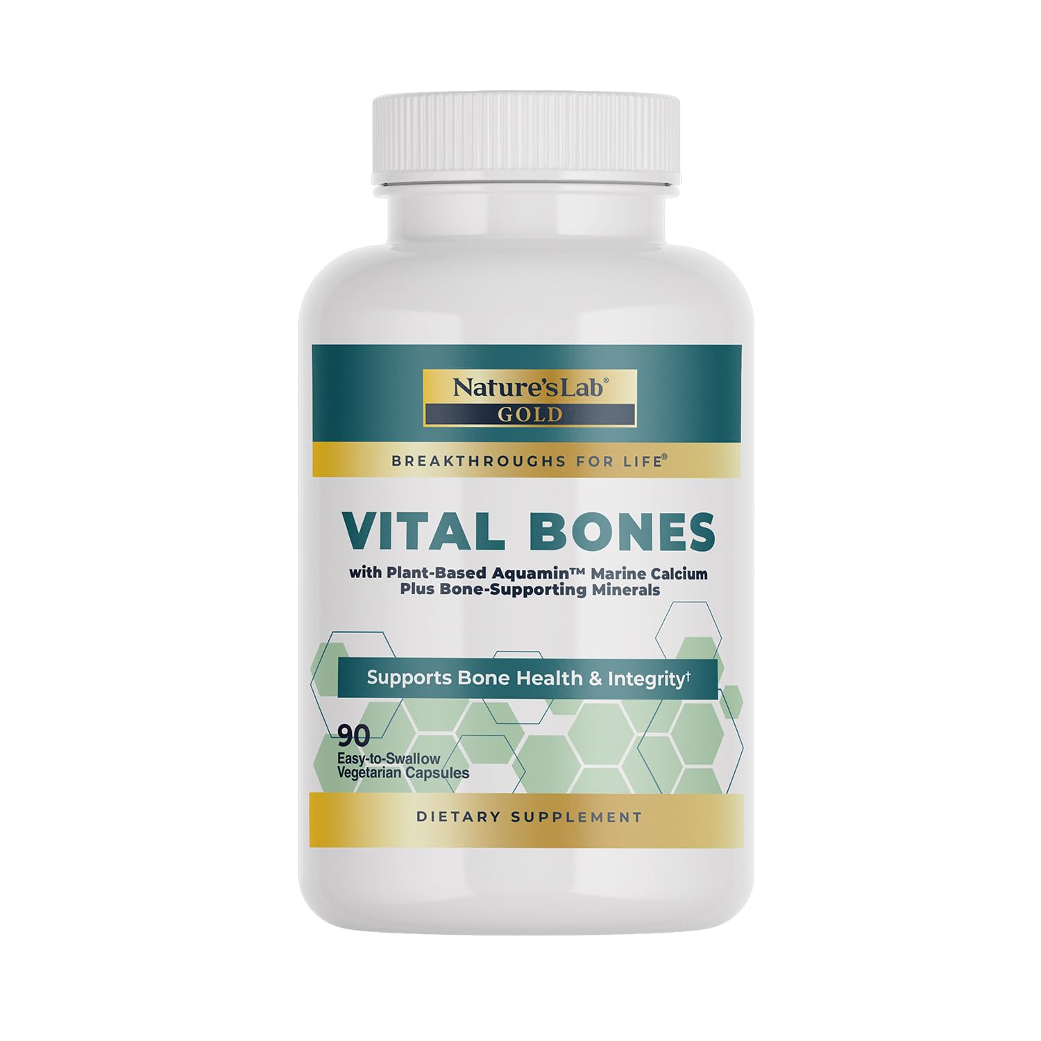 Nature's Lab Gold Vital Bones with Aquamin Plant-Based Calcium 90 Capsules