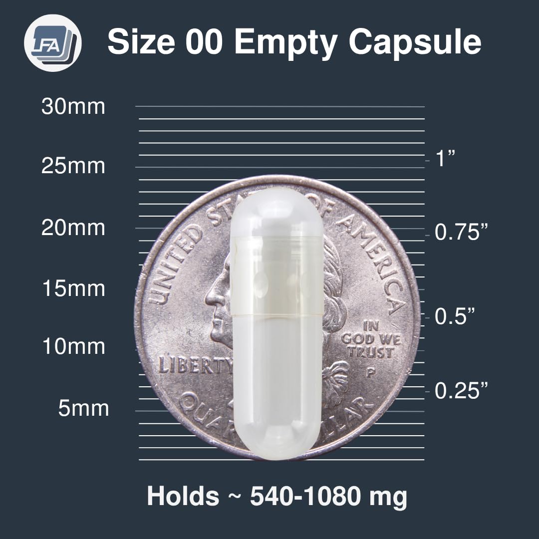 LFA Tablet Presses Clear Gelatin Size 00 Empty Capsules, 1000 Count