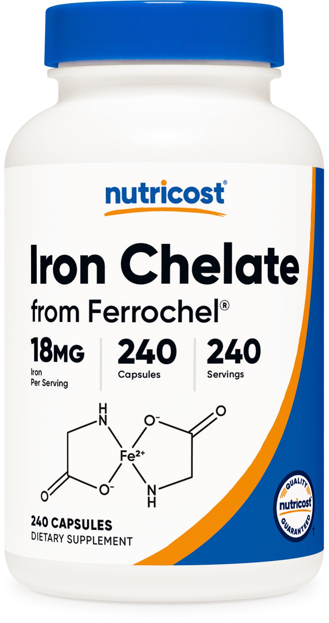 Nutricost Chelated Iron (from Ferrochel) 18mg, 240 Capsules