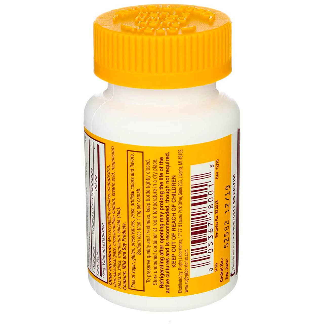 Rugby Laboratories Acidophilus Extra Strength w/ L-sporogenes Capsule 300 Count