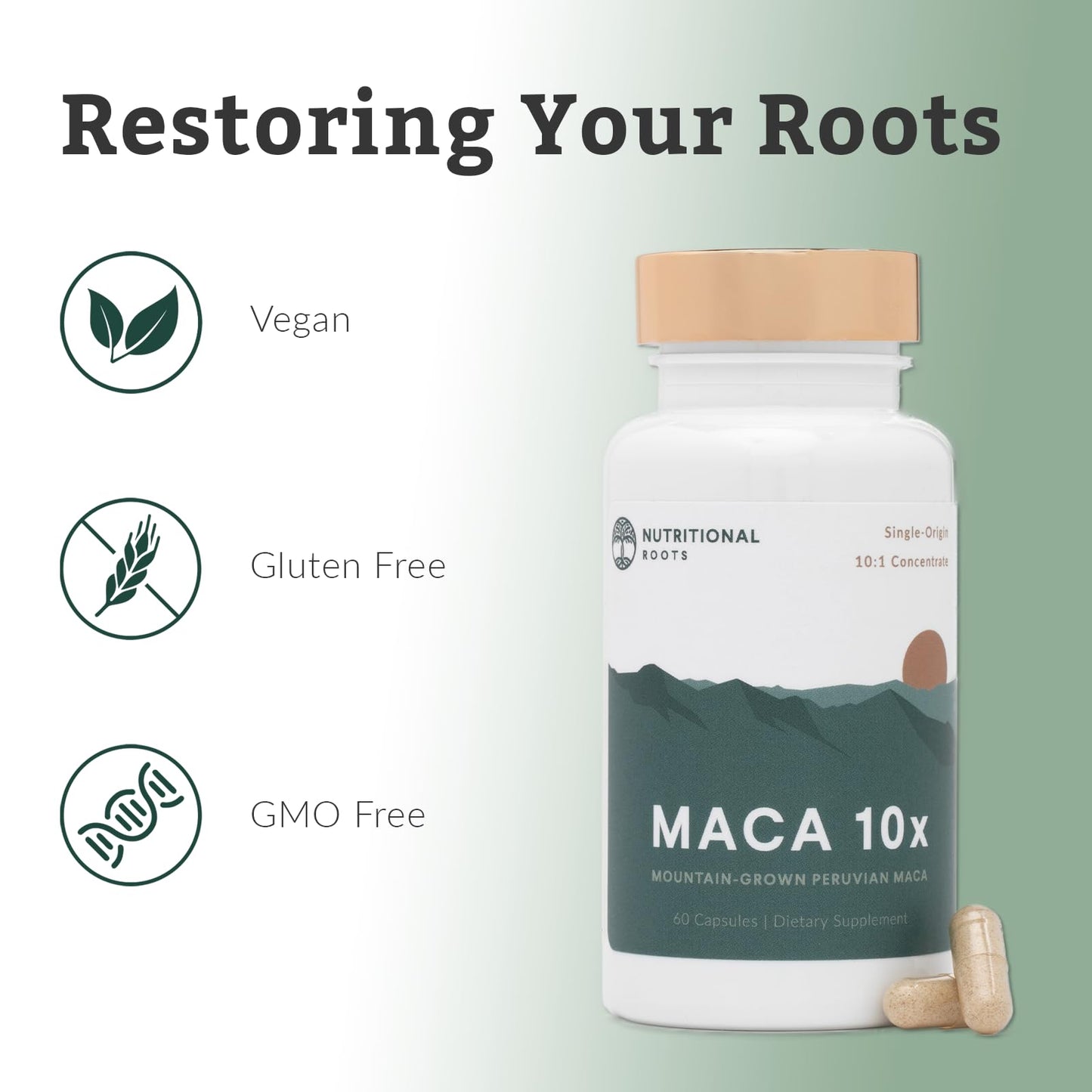 Nutritional Roots Organic Peruvian Maca Root Capsules, 60 Count