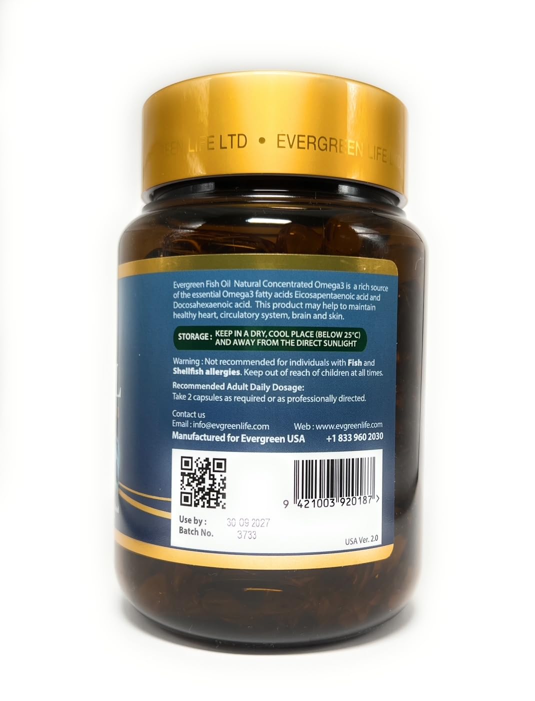 EverGreen Newzealand RTG Omega 3 Fish Oil from Anchovy Softgel 180 Count