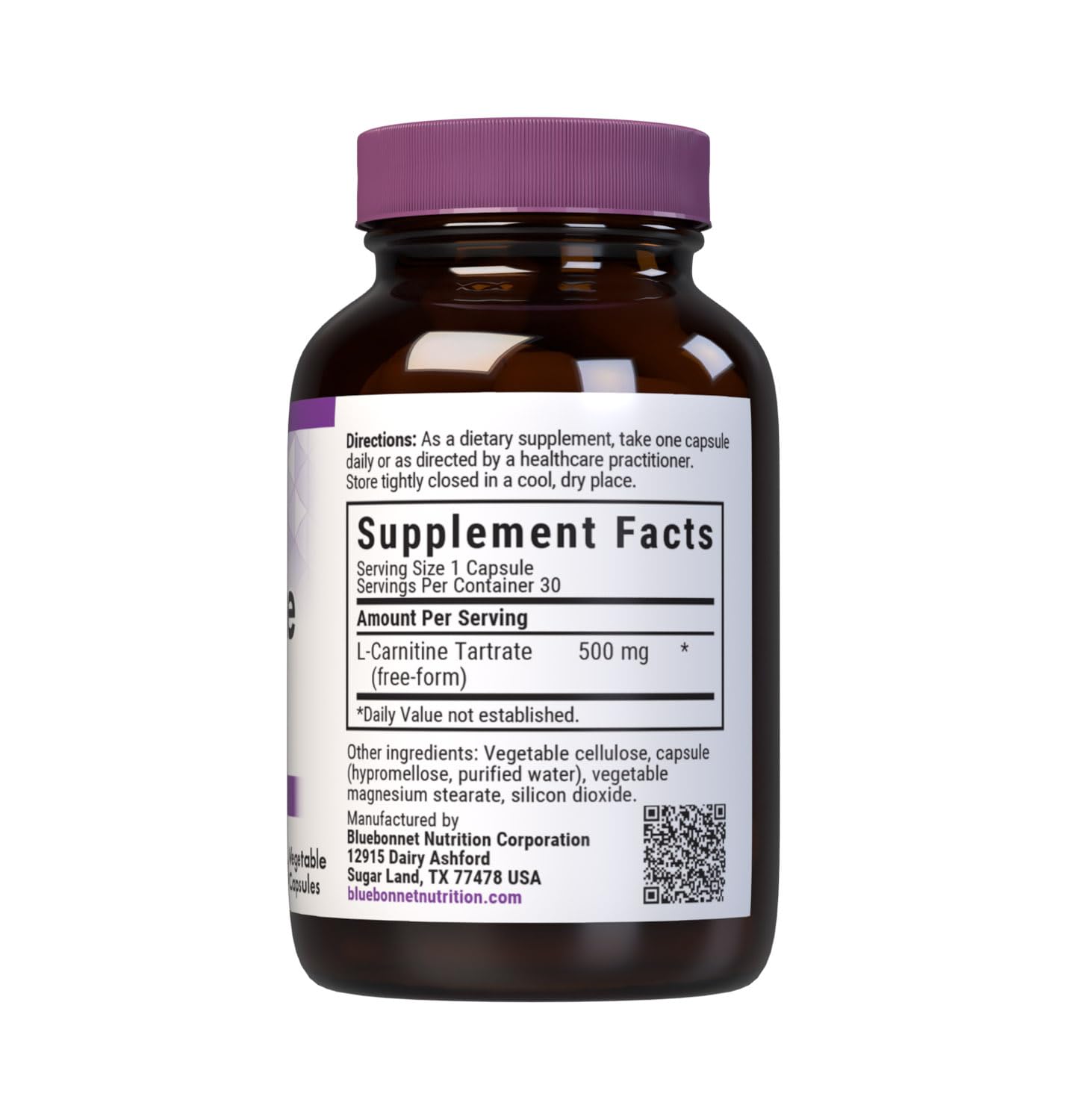BlueBonnet L-Carnitine 500mg Capsule, 30 Capsules