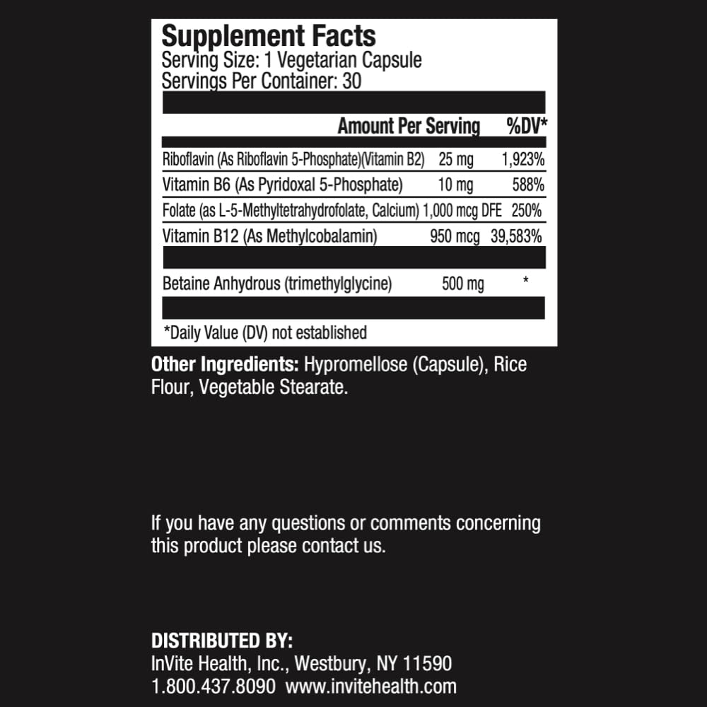 Invite Health Methyl-B Activated B Complex with Methylated B Vitamins, Capsules, 60 Count