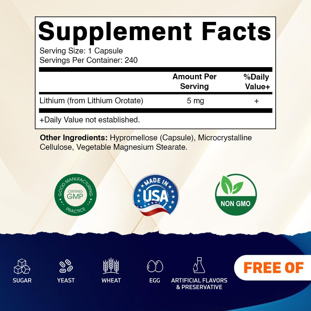 Vitamatic Lithium Orotate 5mg Capsules 480 Count