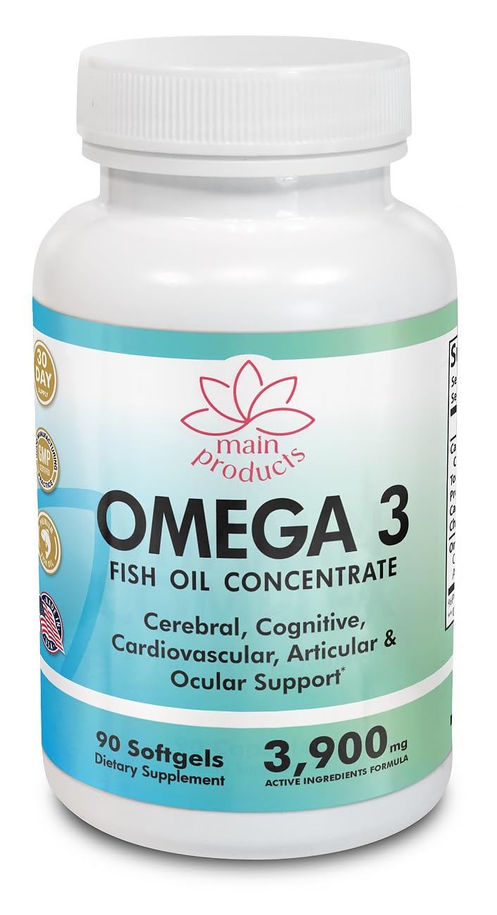 Main Products Omega 3 Fish Oil Concentrate Softgels 90 Count