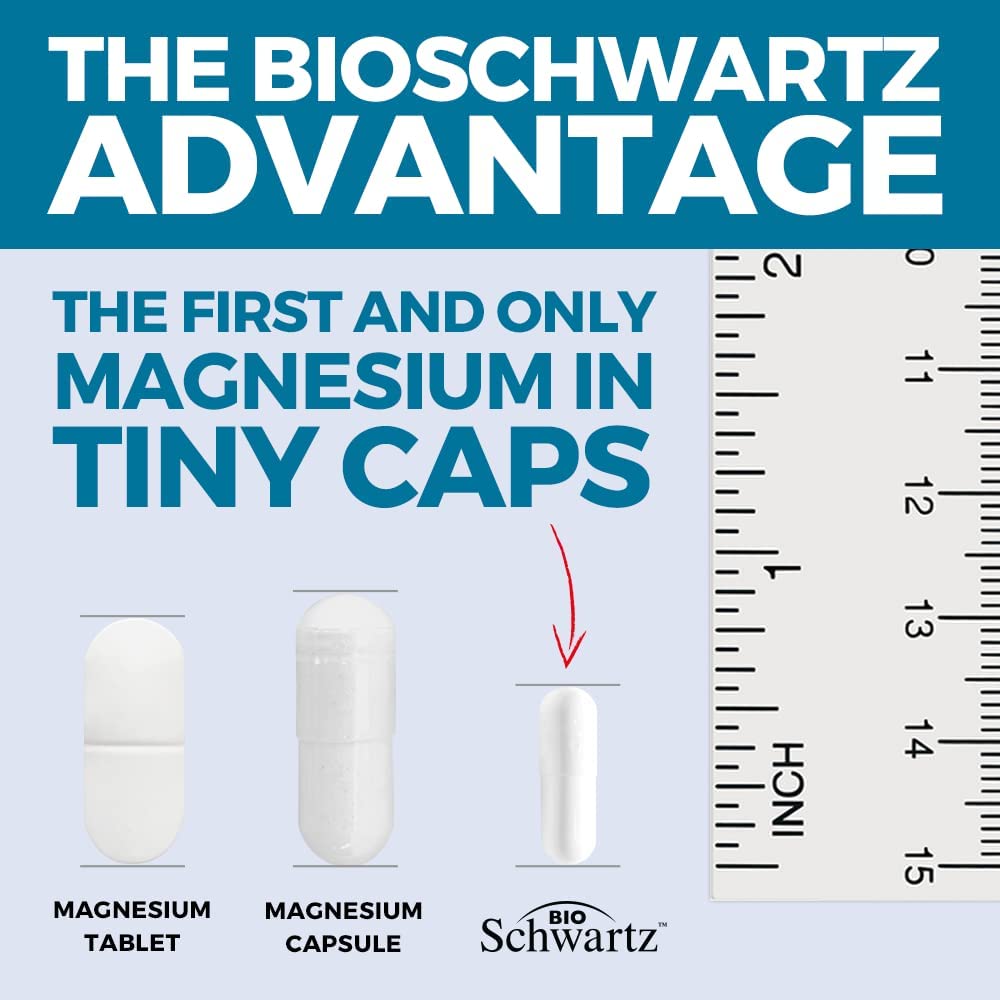 BioSchwartz Magnesium Bisglycinate 100% Chelate No-Laxative Effect Capsules, 90 Count
