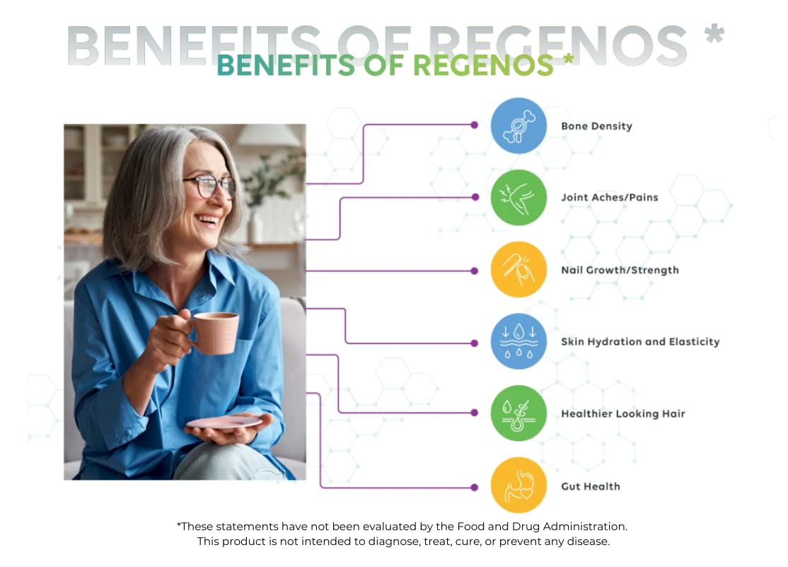 ReGenos Joint Health Collagen Peptides Powder Supplement, Hydrolyzed Collagen, Unflavored Collagen, Protein, Gluten Free, Kosher, 5.29 oz