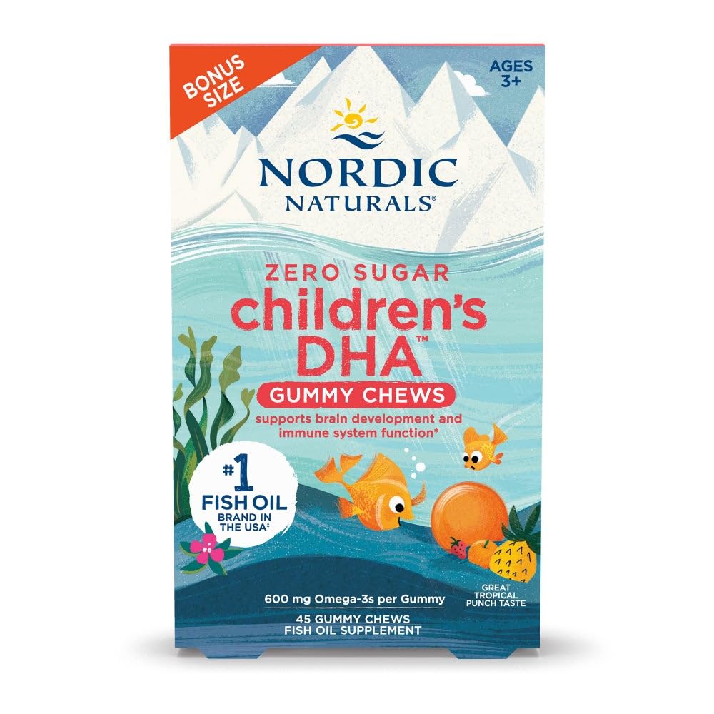 Nordic Naturals Zero Sugar Children’s DHA Gummy Chews, 45 Count