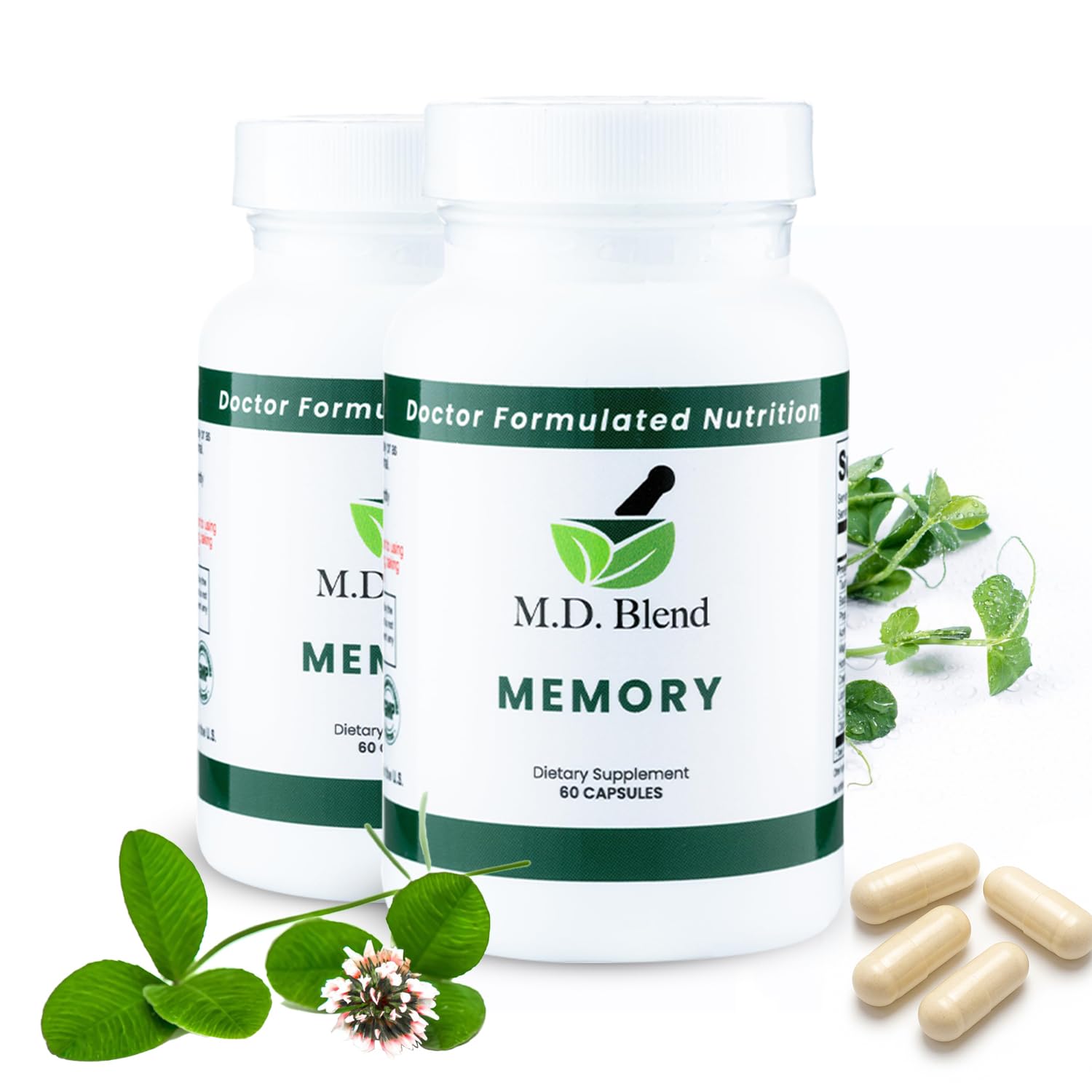 M.D. Blend Brain Support for Memory and Focus - Brain Supplement for Memory & Neural Function - Premium L-Tyrosine, Phosphatidylserine, Bacopa Monnieri Focus Supplement, 120 Capsules