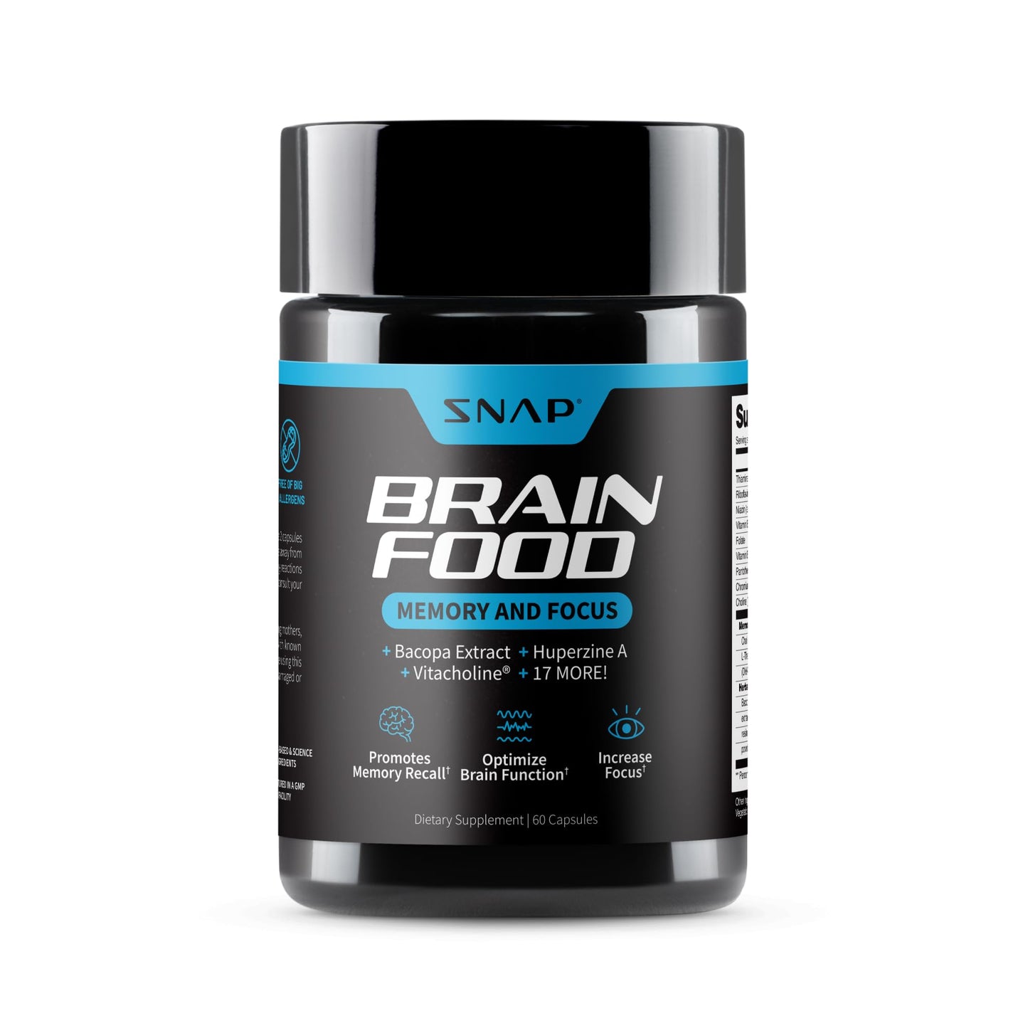 Snap Supplements Brain Booster Nootropics Supplement, 60 Capsules