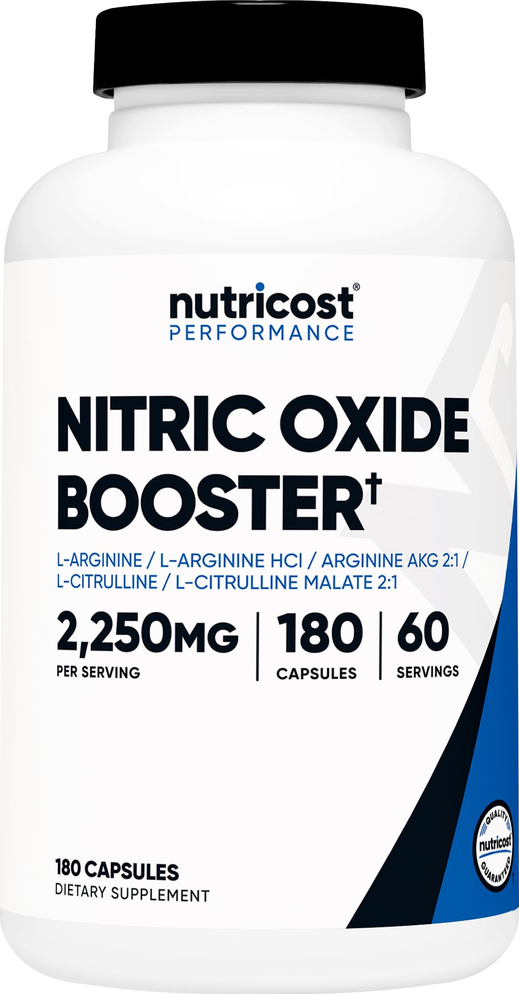 Nutricost Nitric Oxide Booster 2250mg Capsules, 180 Count