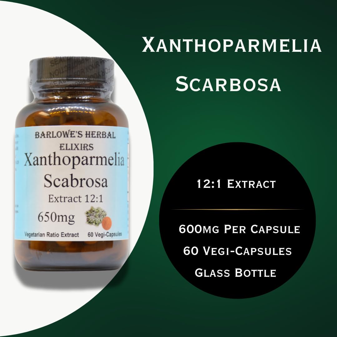 Barlowe's Herbal Elixirs Xanthoparmelia Scabrosa 12:1 Extract 650 mg per Capsule, 60 Veggie Capsules