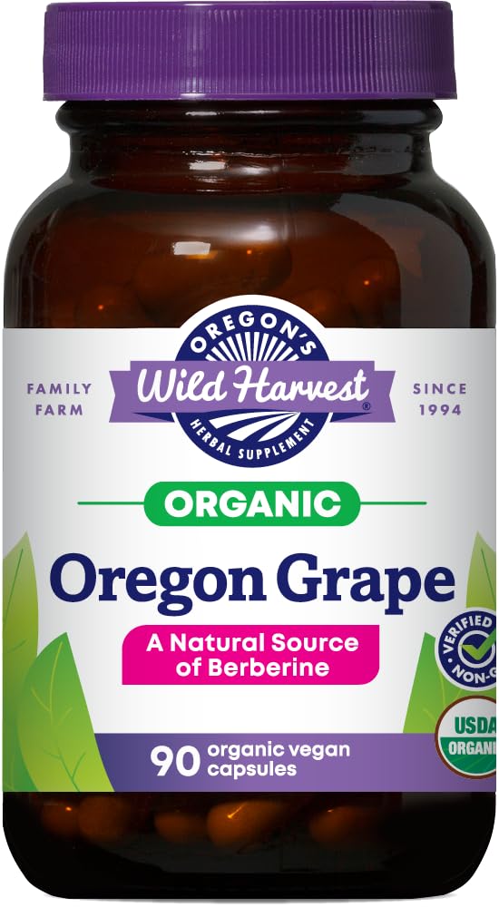 Oregon's Wild Harvest Certified Organic Oregon Grape Berberine Supplement Capsule, 90 Count