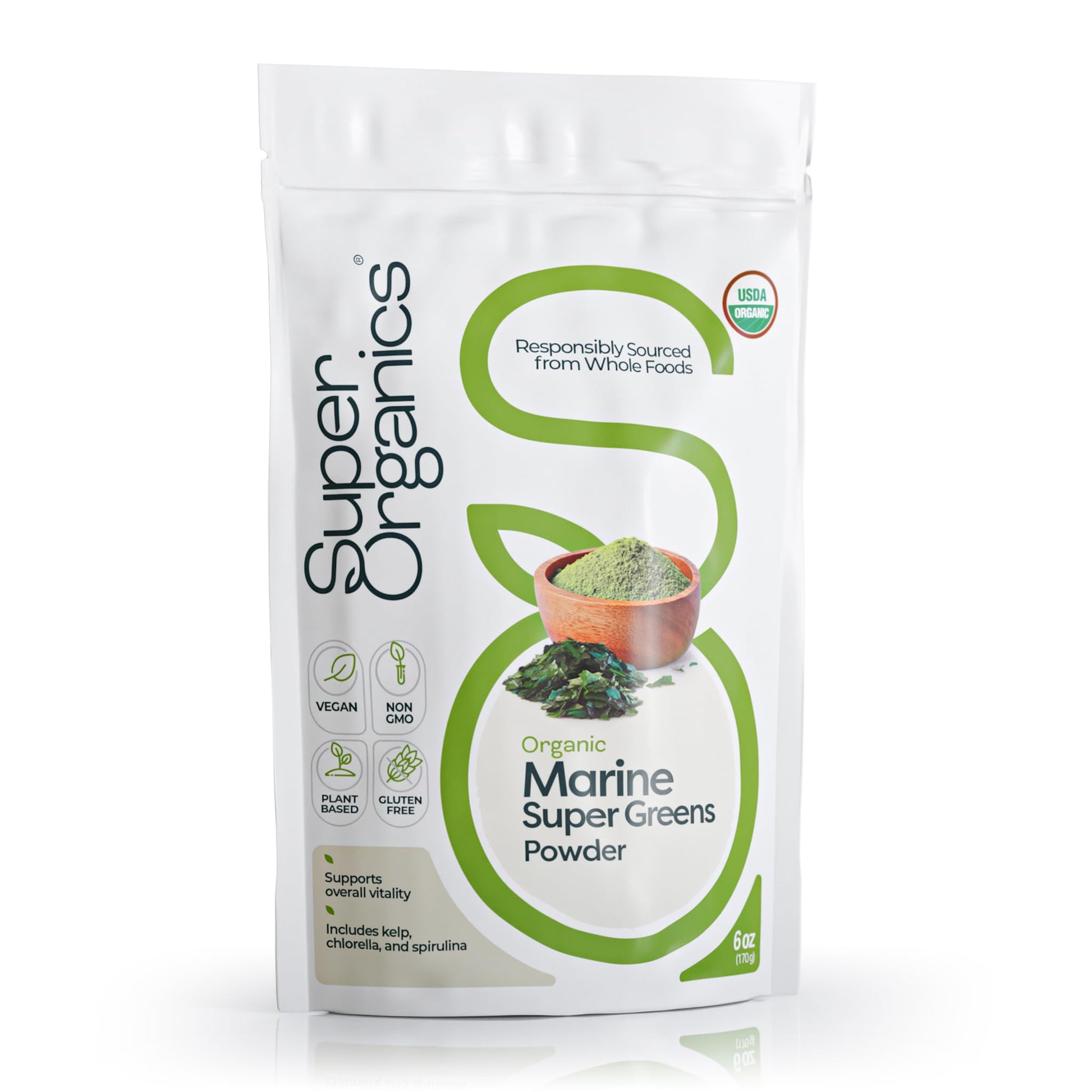 Super Organics Marine Super Greens Powder, 6 oz