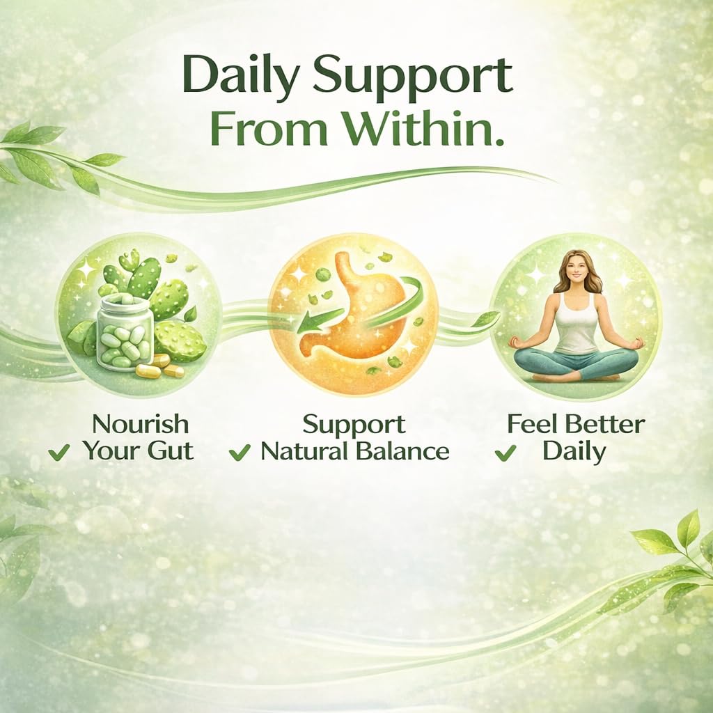 VITAMINS NATURAL CORP Daily Gut Balance Supplement with Lactobacillus Acidophilus, Nopal & L-Carnitine for Digestive Wellness and Microbiome Support, 60 Capsules