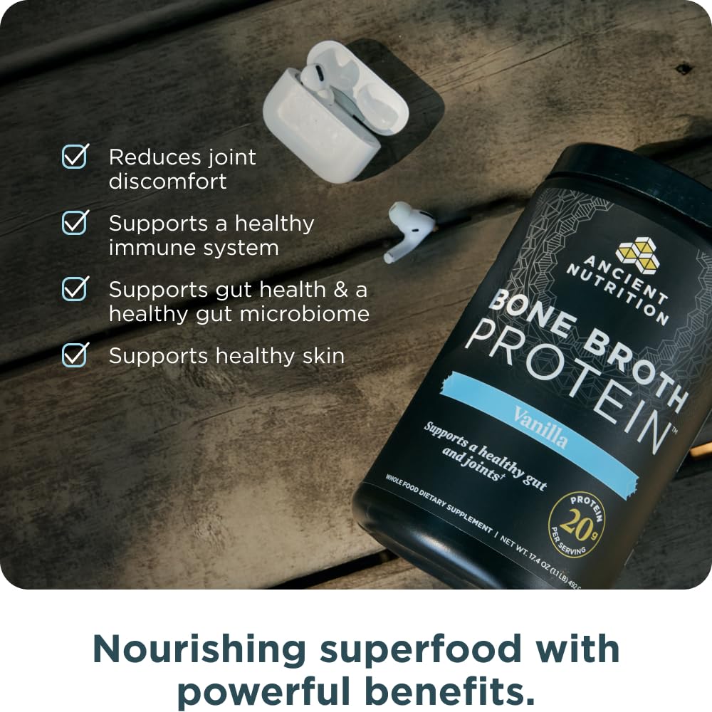 Ancient Nutrition Grass Fed Bone Broth Protein Powder 17.4