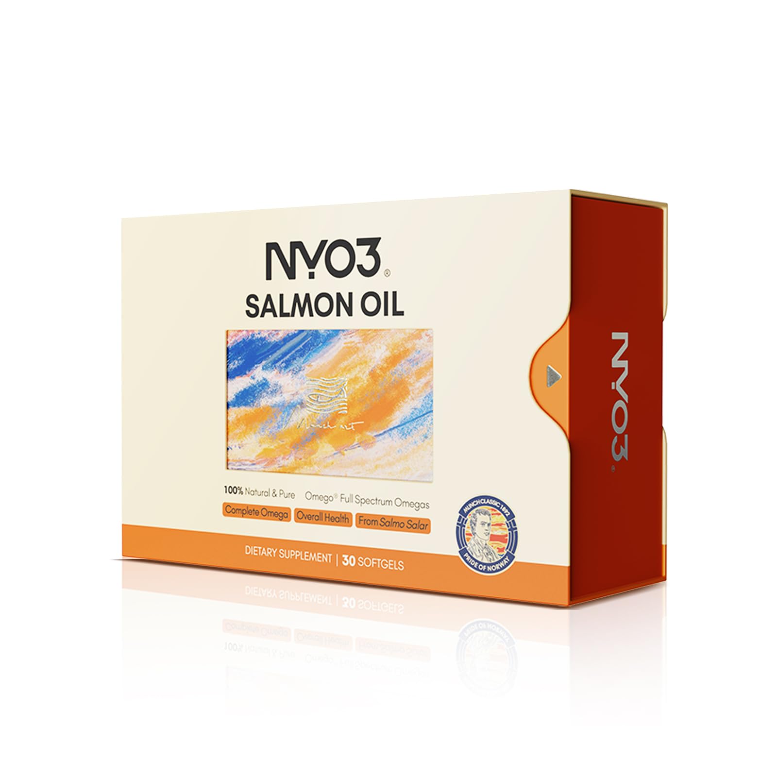 NYO3 97% Salmon Oil 1000mg with Omega 3-6-9-11 & EPA & DHA Complete Omega, 30 Capsules