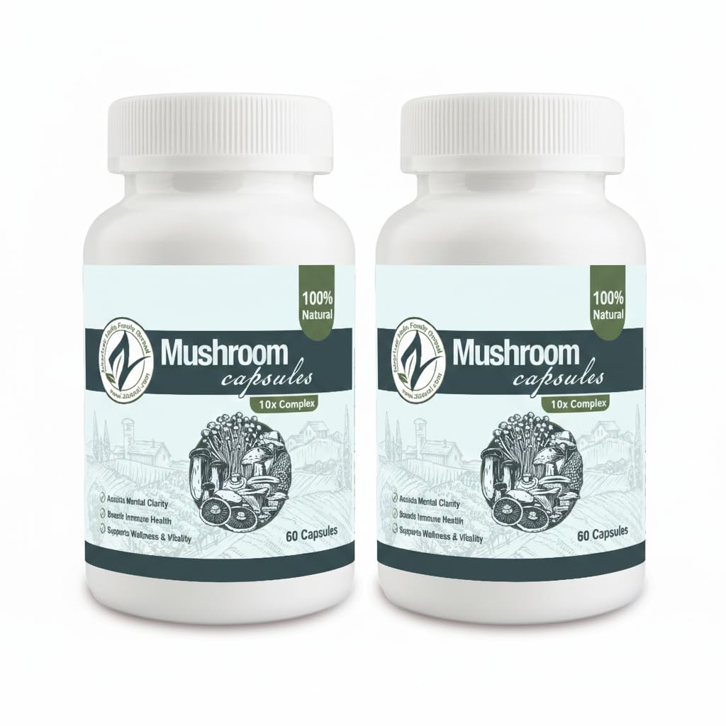 Zatural Mushroom Complex 10x Nootropic Mushroom Supplement with Lions Mane, Cordyceps, Reishi, Shiitake, Chaga, Turkey Tail, Maitake Capsules 120