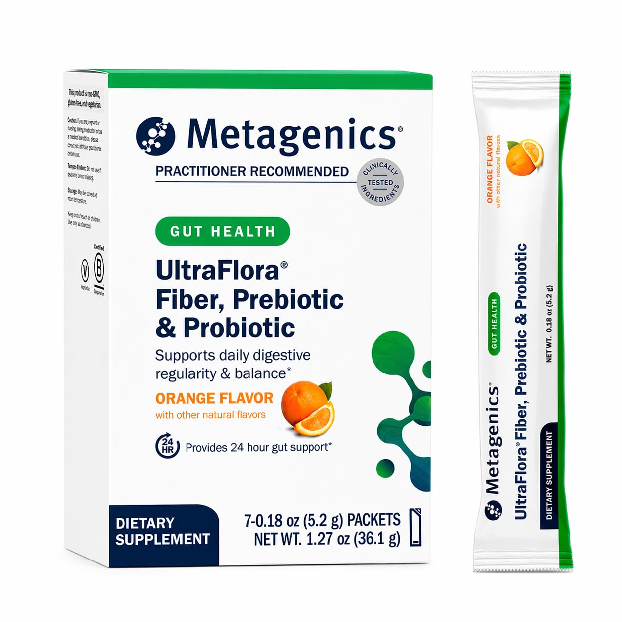 Metagenics UltraFlora Fiber, Prebiotic & Probiotic Dietary Fiber Supplement Powder, 1.27 oz