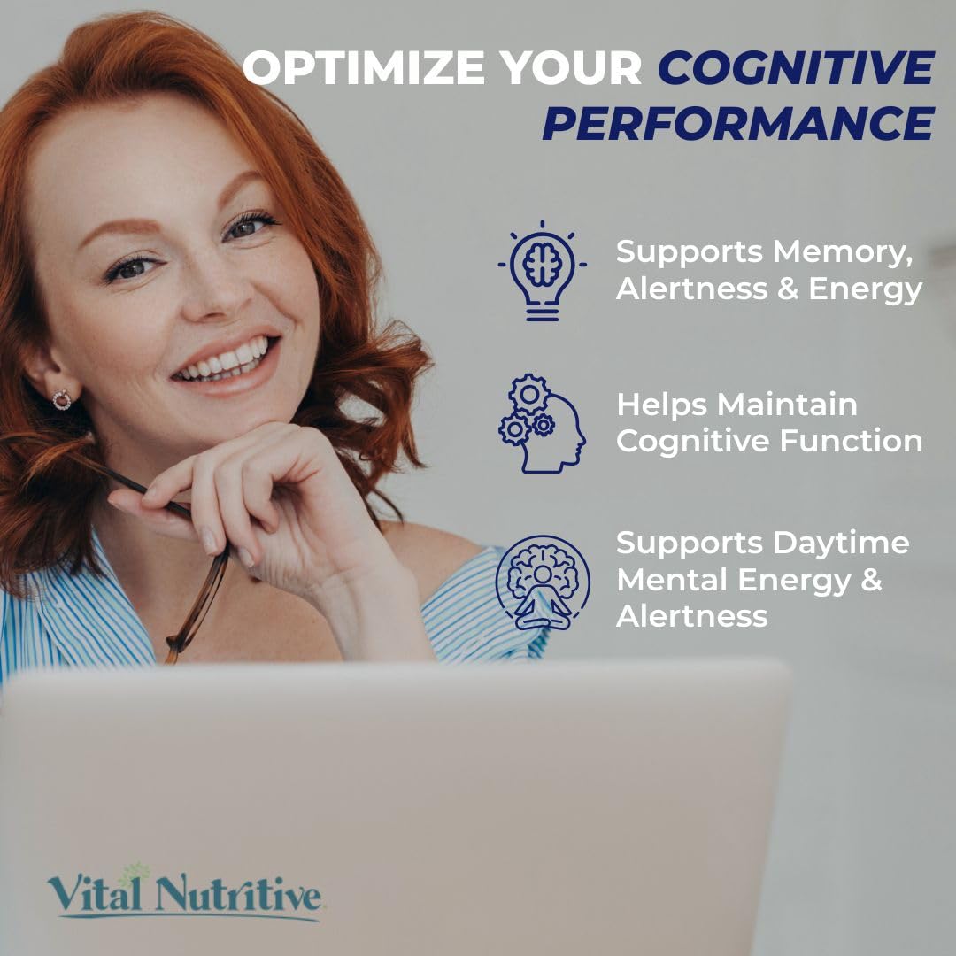 VITAL NUTRITIVE Vital Nootropic 12-in-1 Brain Supplement for Memory, Focus & Energy Support – L-Tyrosine, Bacopa, Rhodiola, Caffeine, B Vitamins – Cognitive Balance Capsules, 30 Count