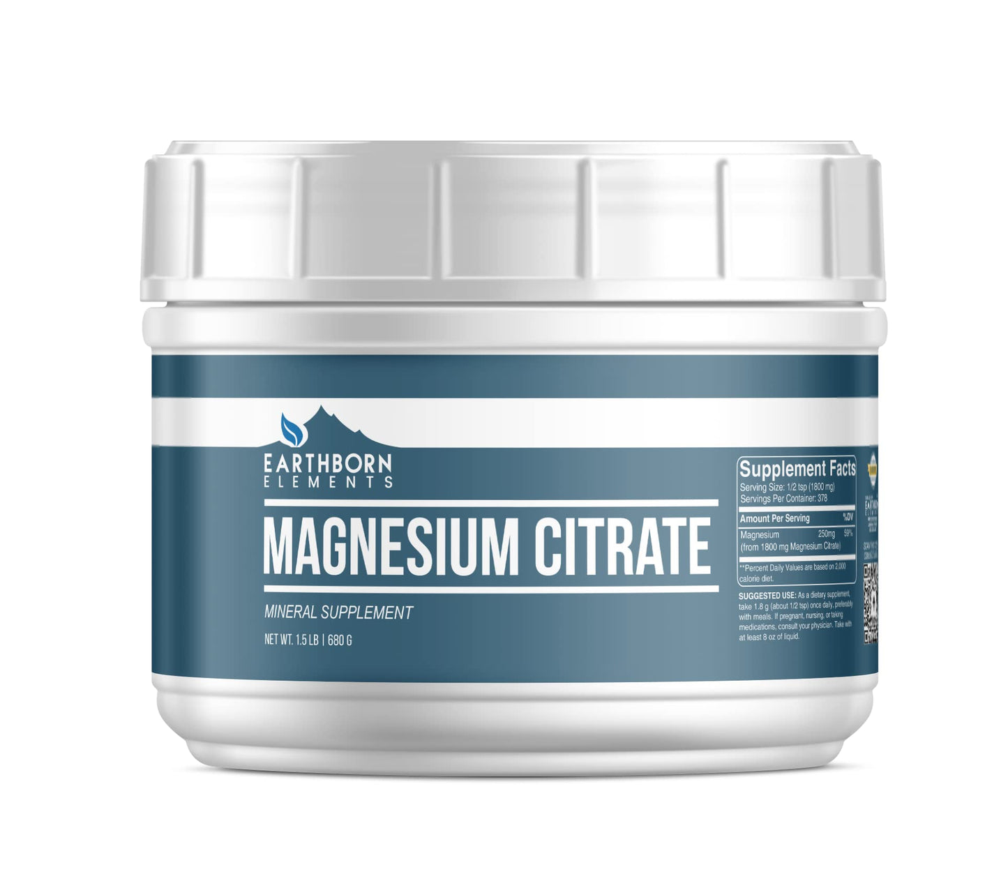 Earthborn Elements Magnesium Citrate Oral Supplement Powder, 24 Ounce