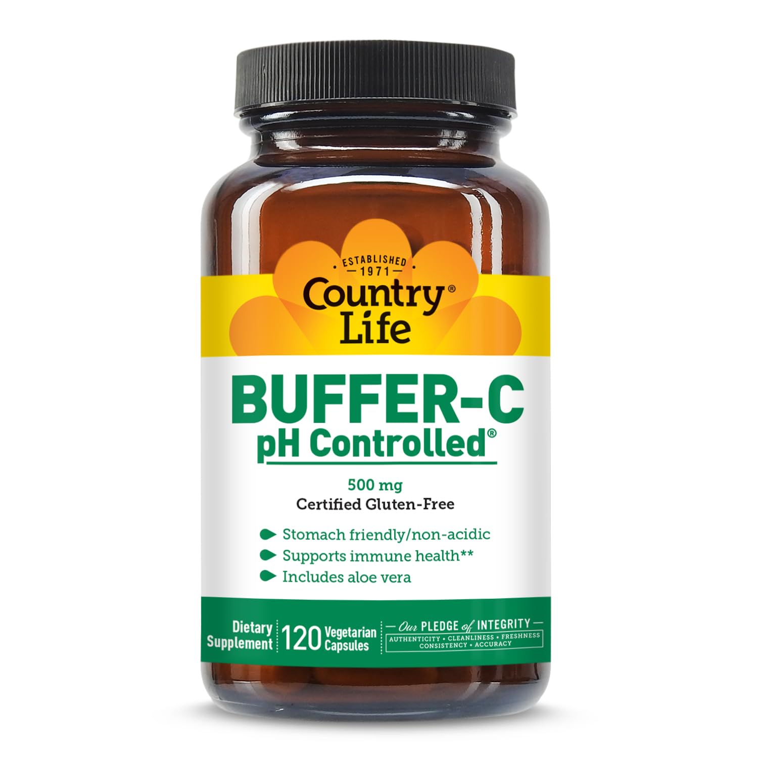 Country Life Buffer-C Vitamin C 500 mg, 120 Vegetarian Capsules