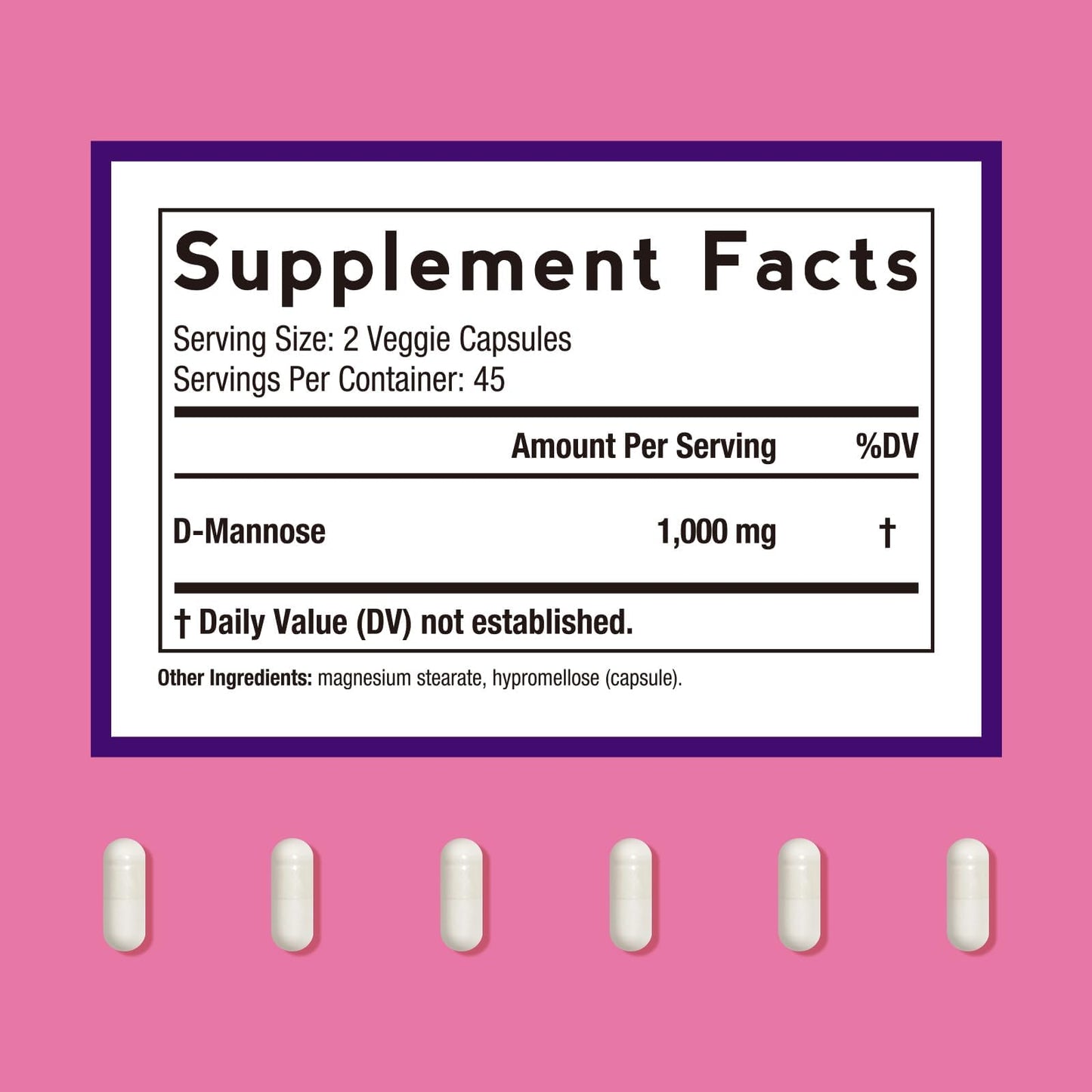 Doctor's Recipes D-Mannose 1000mg Capsules, 90 Count