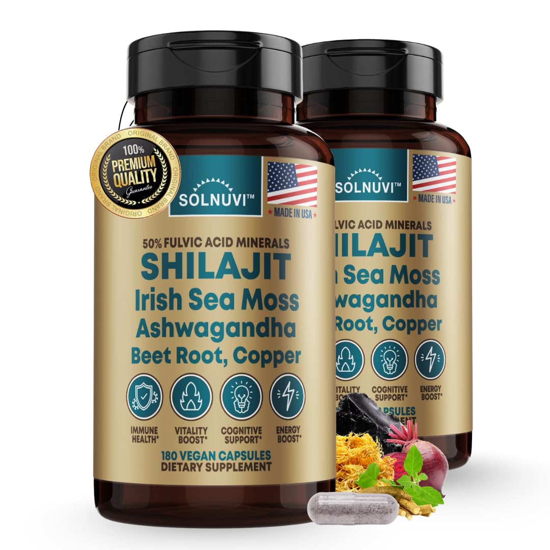 SOLNUVI Shilajit Pure Himalayan Organic Capsules 180 Count