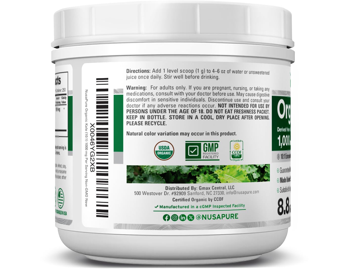 NusaPure Organic Kale Powder, 8.8 Ounce