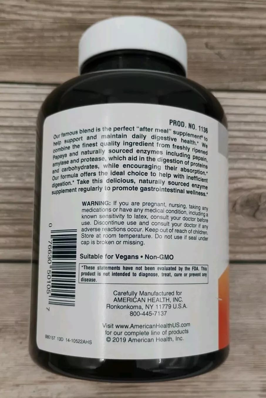 American Health Papaya Enzyme Original 600ct Chewable 2 Pack