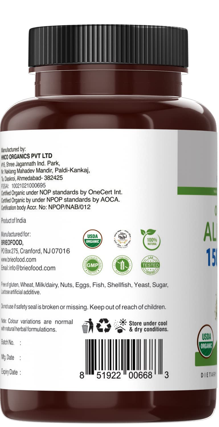 Brieofood Organic Alfalfa 1500mg Tablet, 90 Count