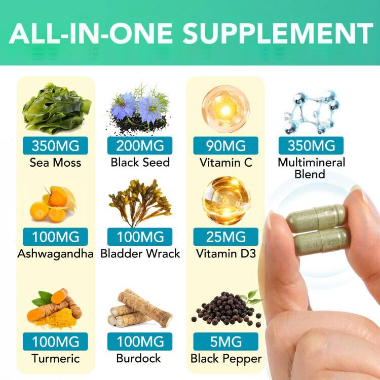 KITNOBLIS Sea Moss Black Seed Oil 60 Capsules