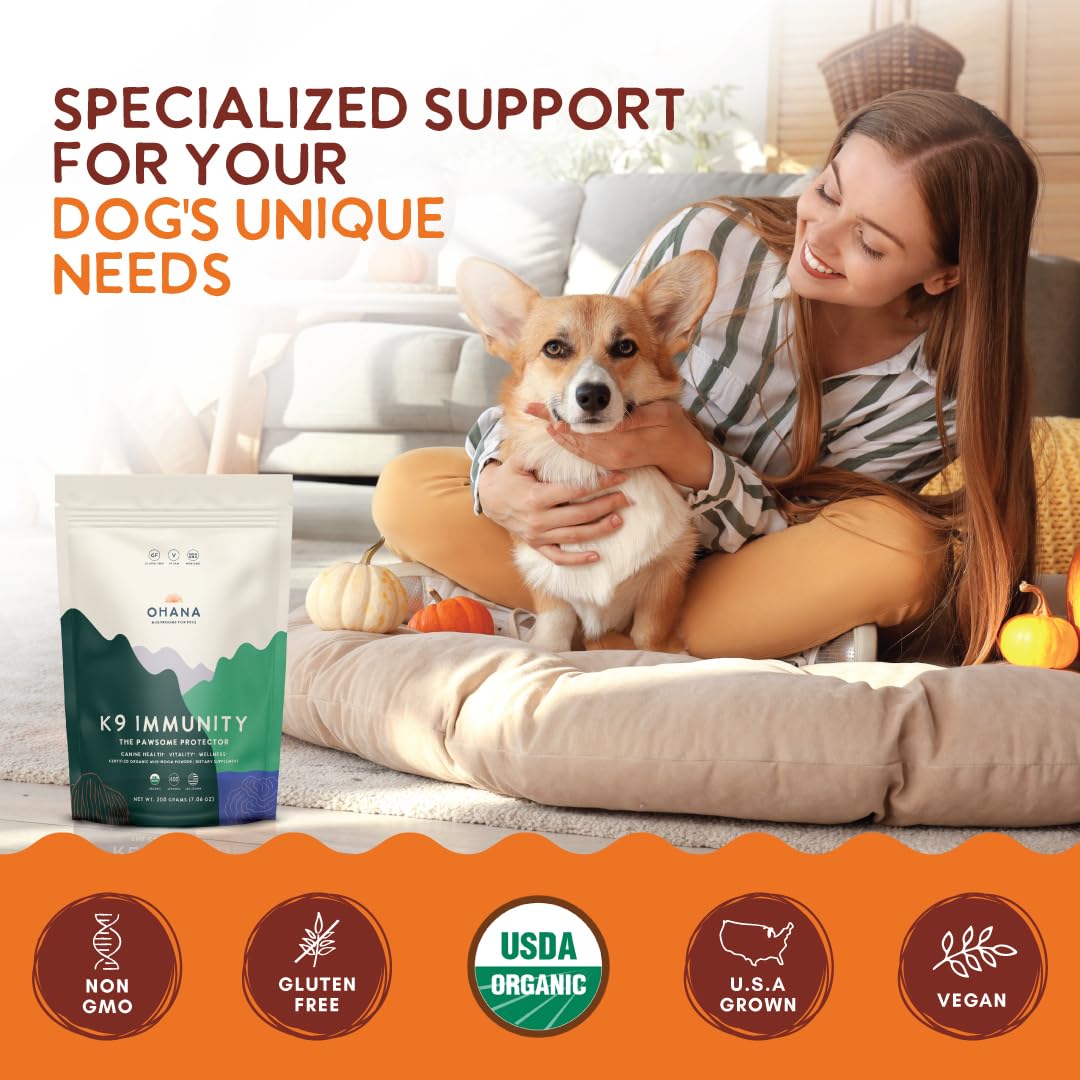 Ohana Mushrooms K9 Immunity Dog Supplement Powder, 100