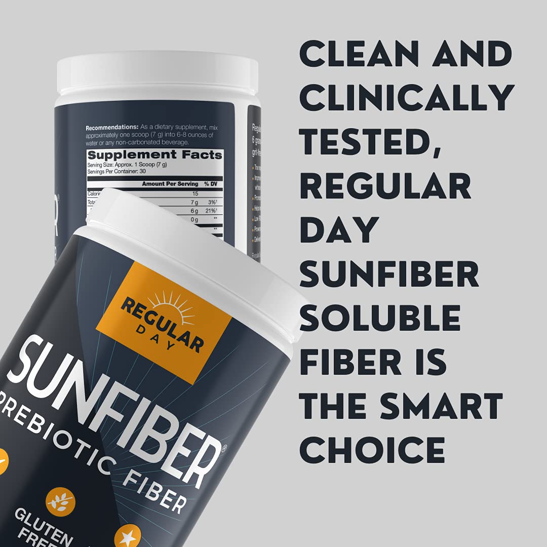 Regular Day Sunfiber Prebiotic Fiber, Low-FODMAP, Gentle Powder, 7.4 Ounce