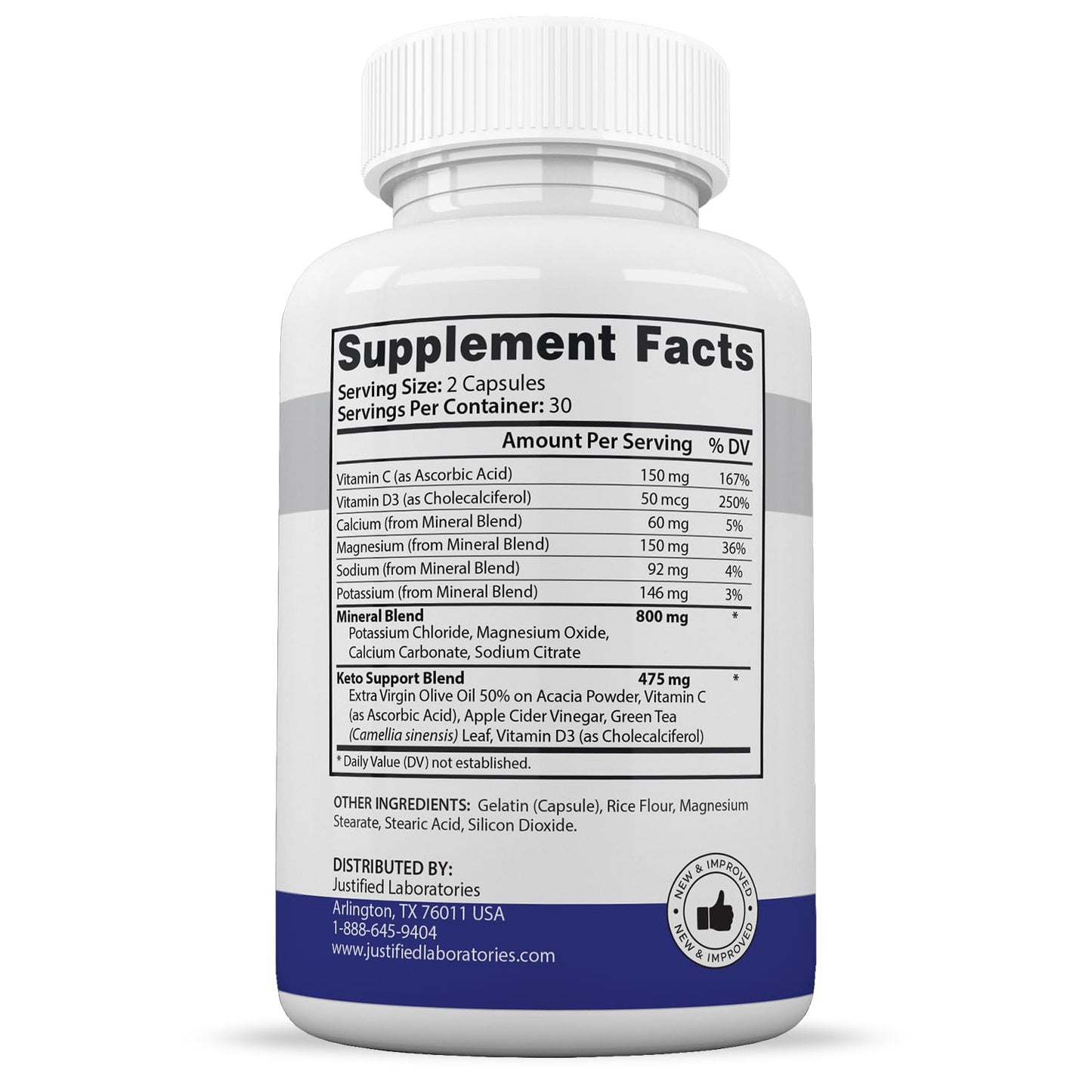 Justified Laboratories Keto Thrive Keto ACV Pills 1275MG Keto Support Blend Capsules 120 Capsules