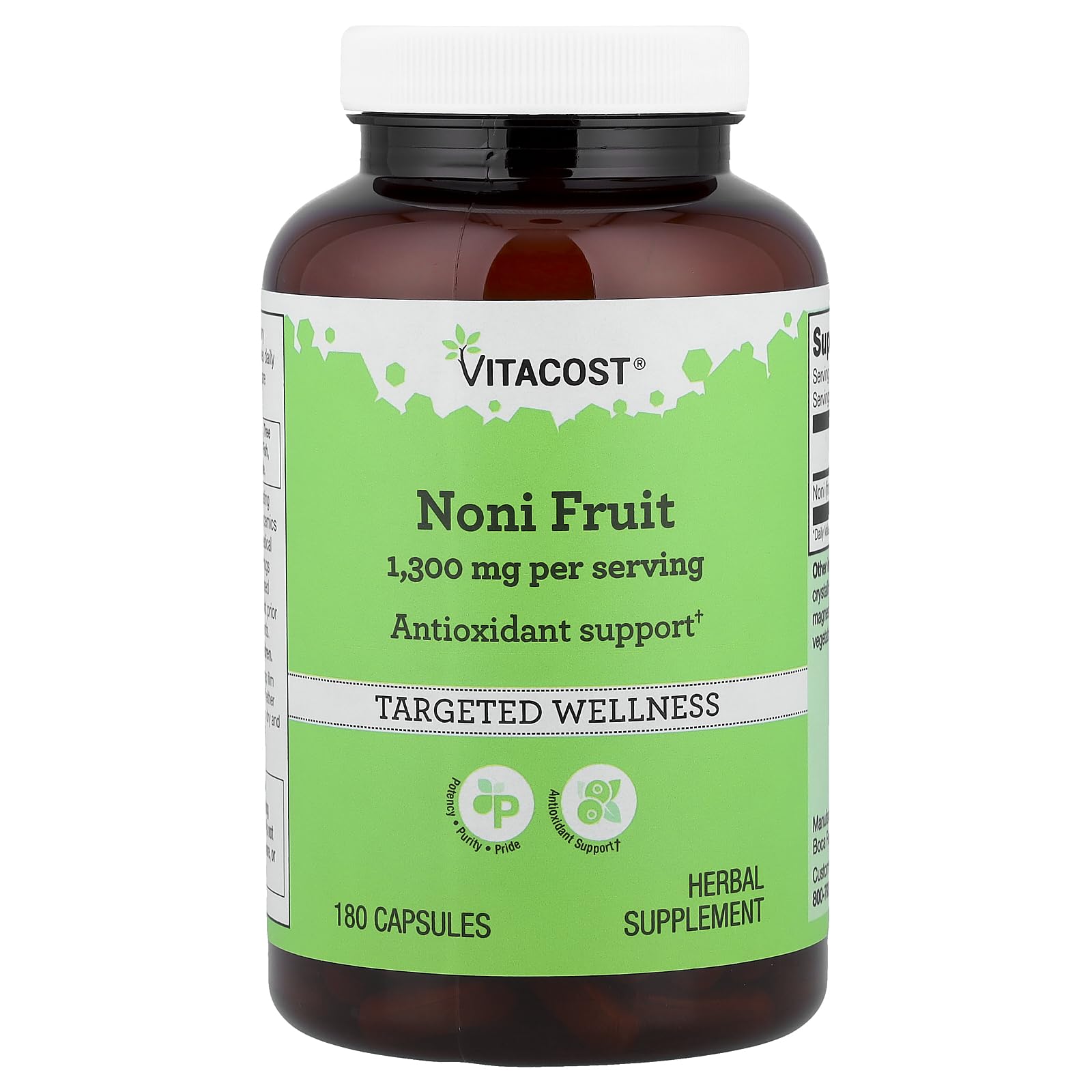 Vitacost Brand Noni Fruit 1,300 mg per serving Capsules 180