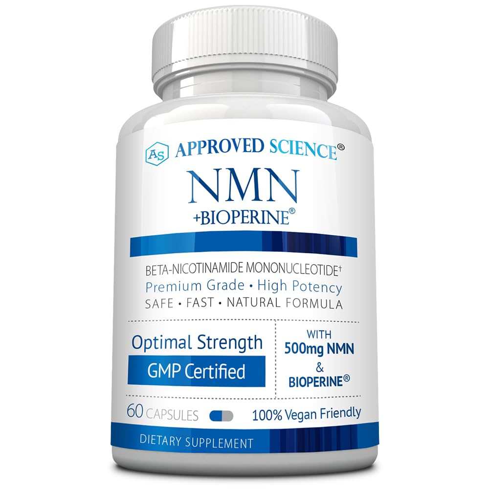 Approved Science NMN 500mg Stable Beta with BioPerine Capsule, 60 Count