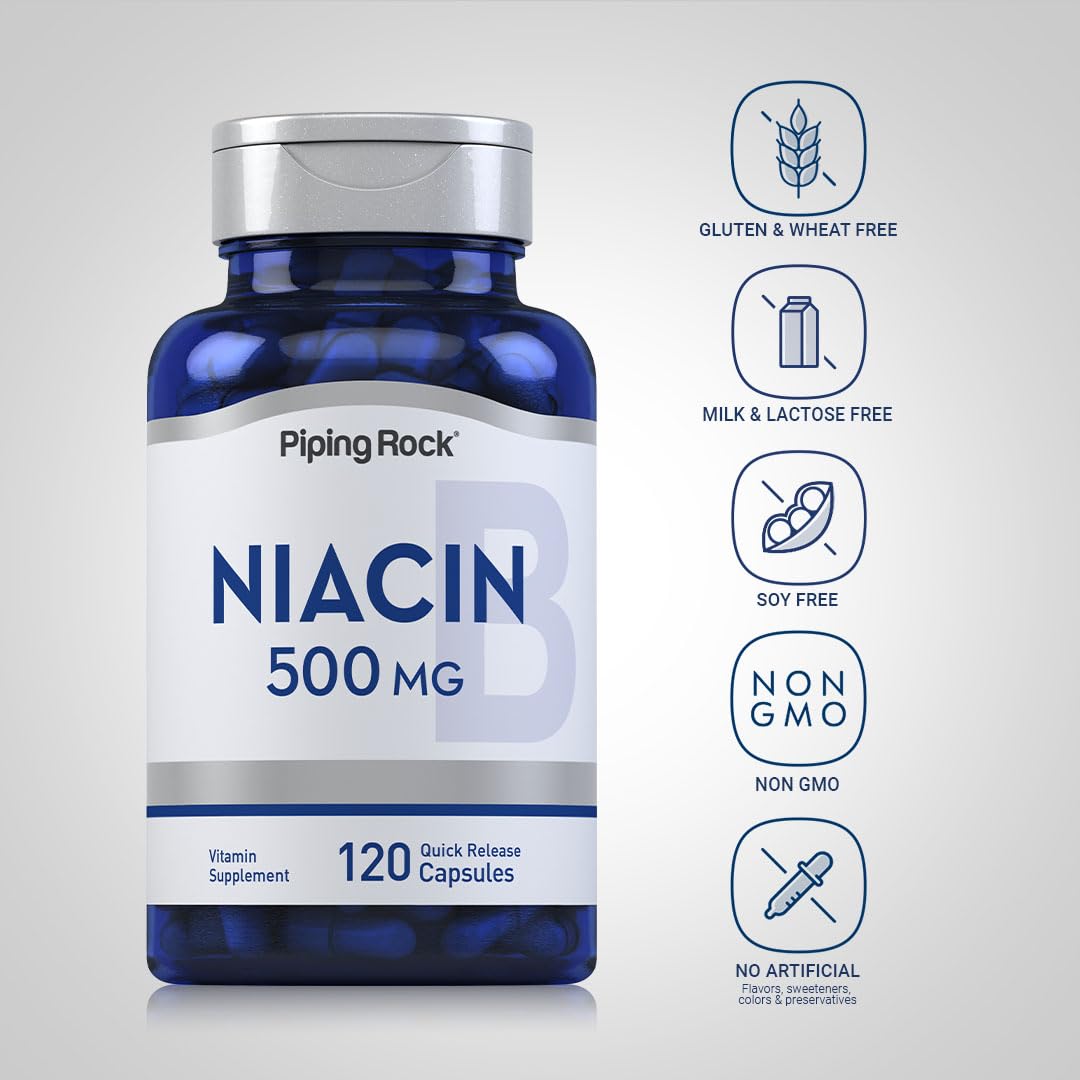 Piping Rock Niacin 500mg, 120 Capsules