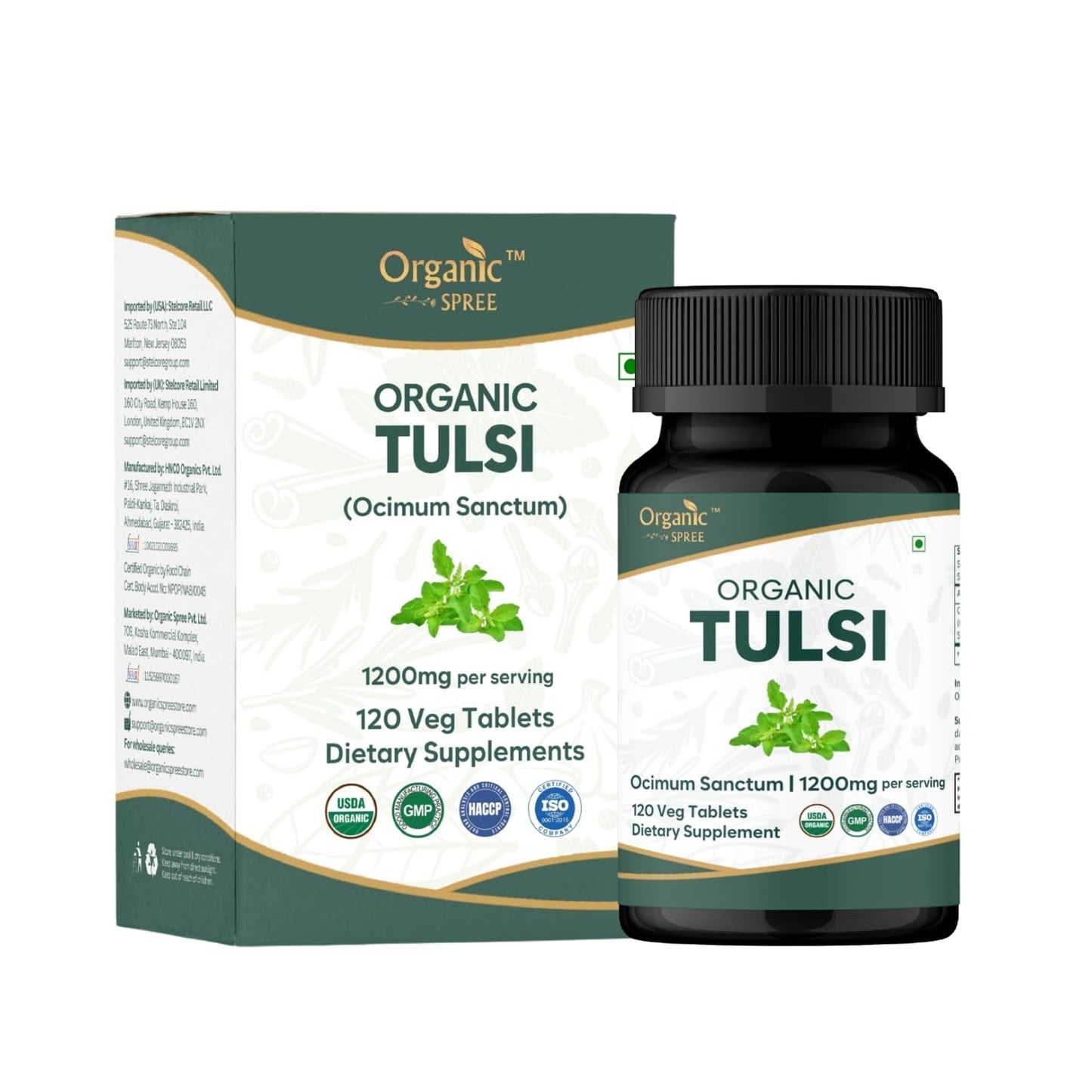ORGANIC SPREE Tulsi Holy Basil Tablets 120 Count