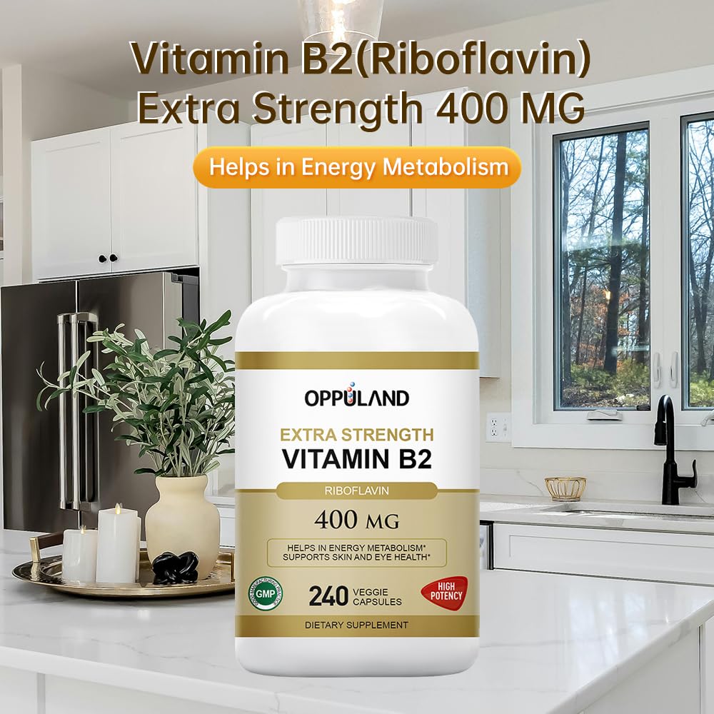 Oppuland Riboflavin Vitamin B2 Supplement 400 mg Capsules, 240 Count