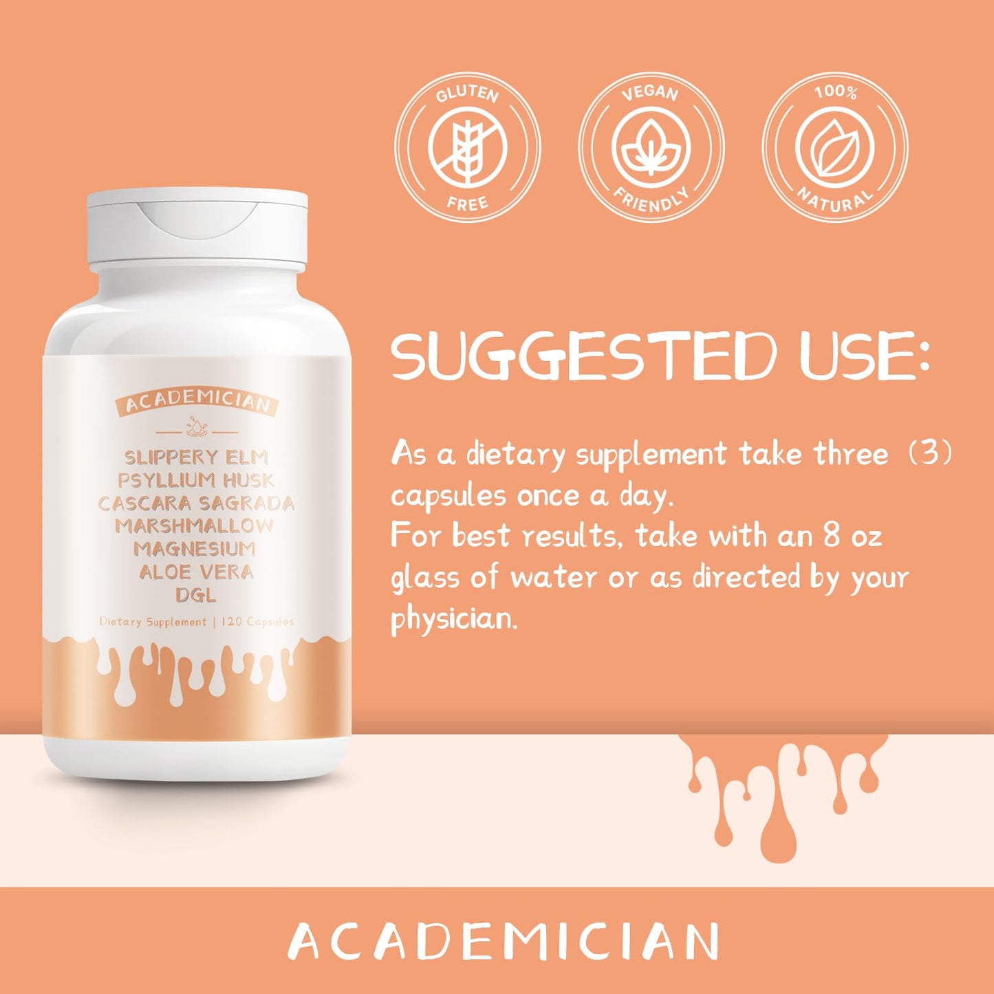 ACADEMICIAN Psyllium Husk Capsules, 120 Count