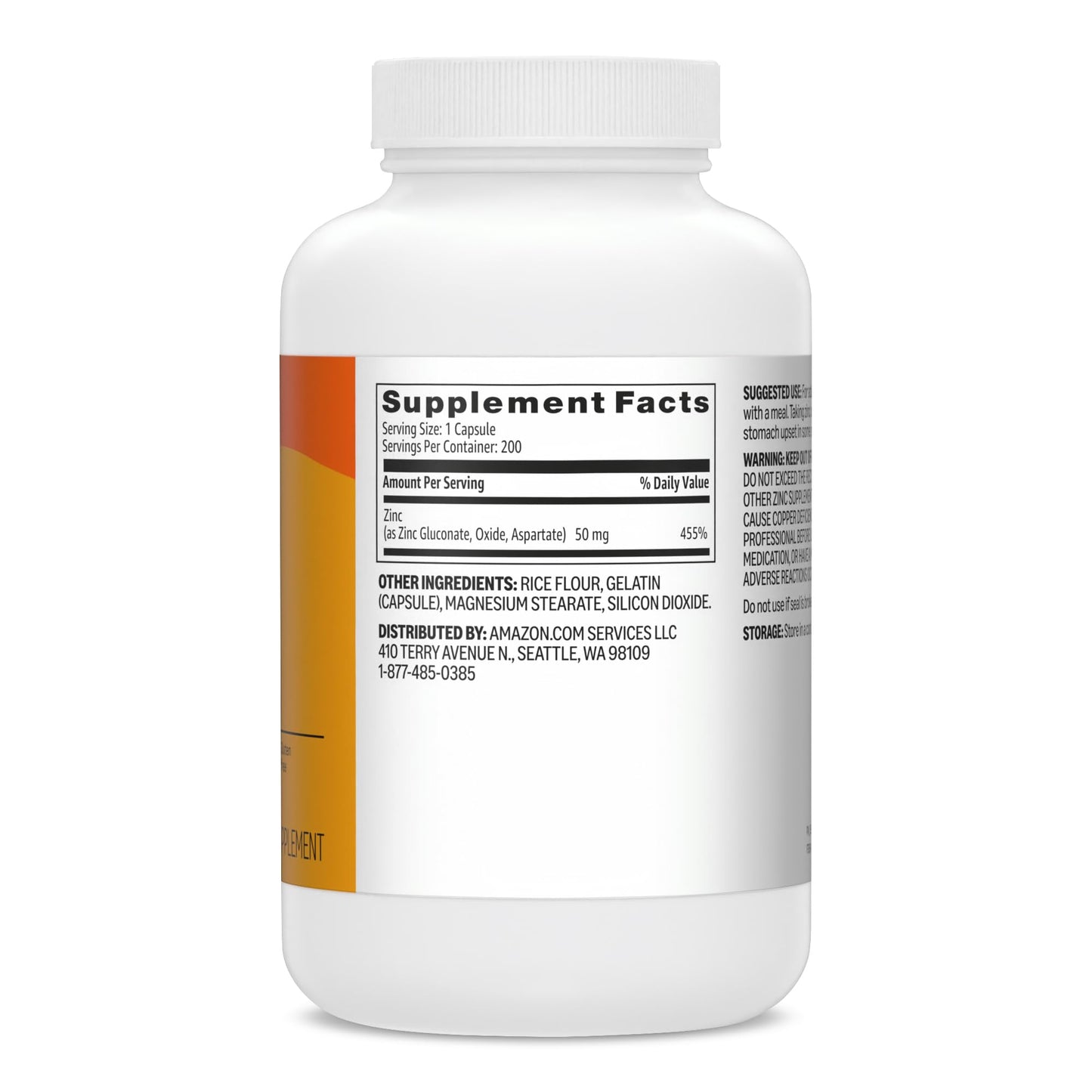Amazon Basics Zinc Capsules, 200 Count