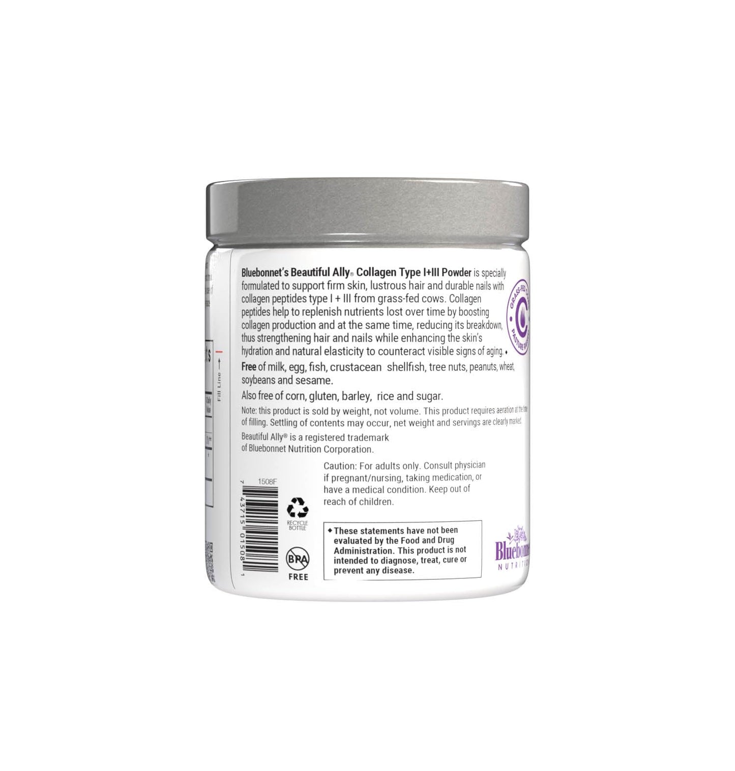 BlueBonnet Beautiful Ally Collagen Powder, Hydrolyzed Collagen from Grass-Fed Cows, Collagen Peptides Type 1 & 3, Unsweetened, 6.9 oz