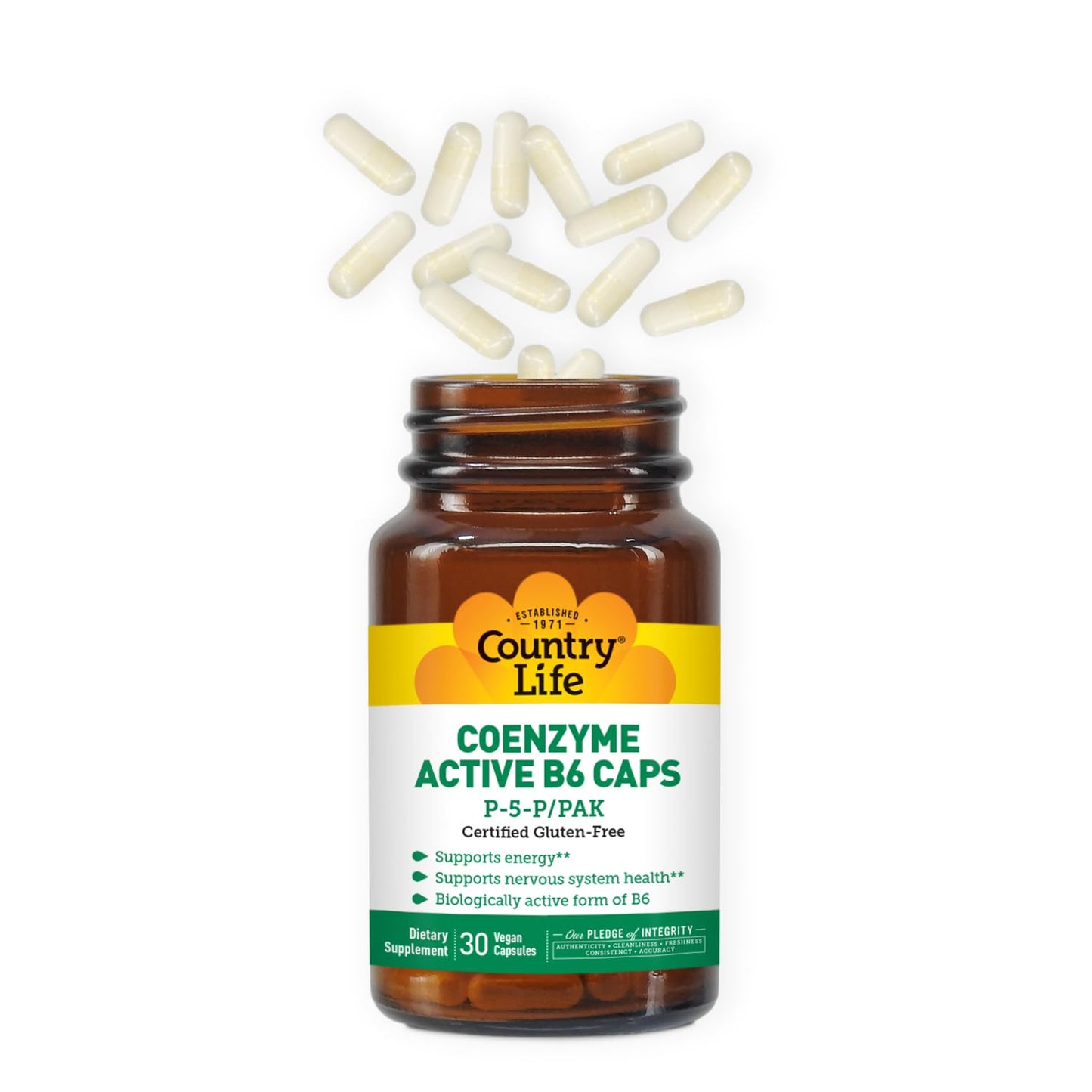 Country Life Coenzyme Active B-6 Vitamin B6 50mg, 30 Vegetarian Capsules