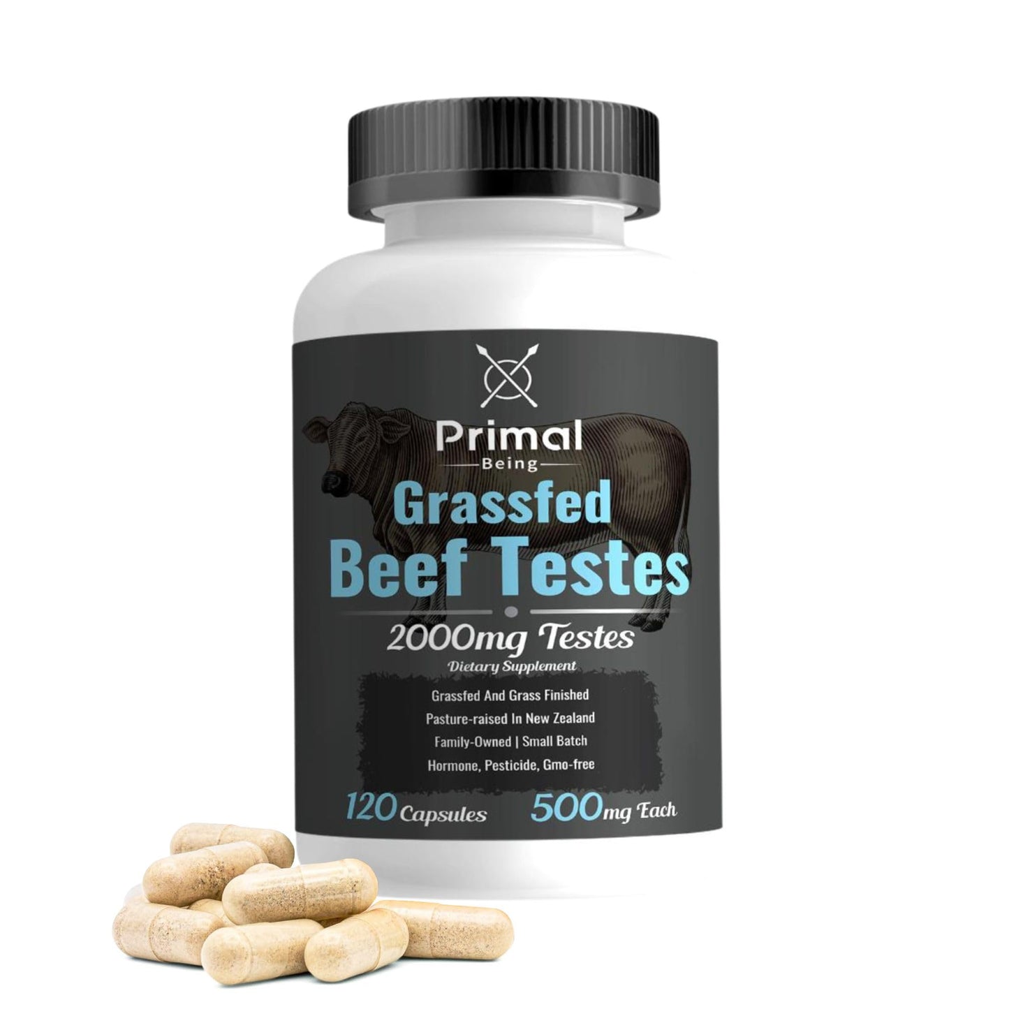Primal Being Grassfed Beef Testes Capsules, 120 Count