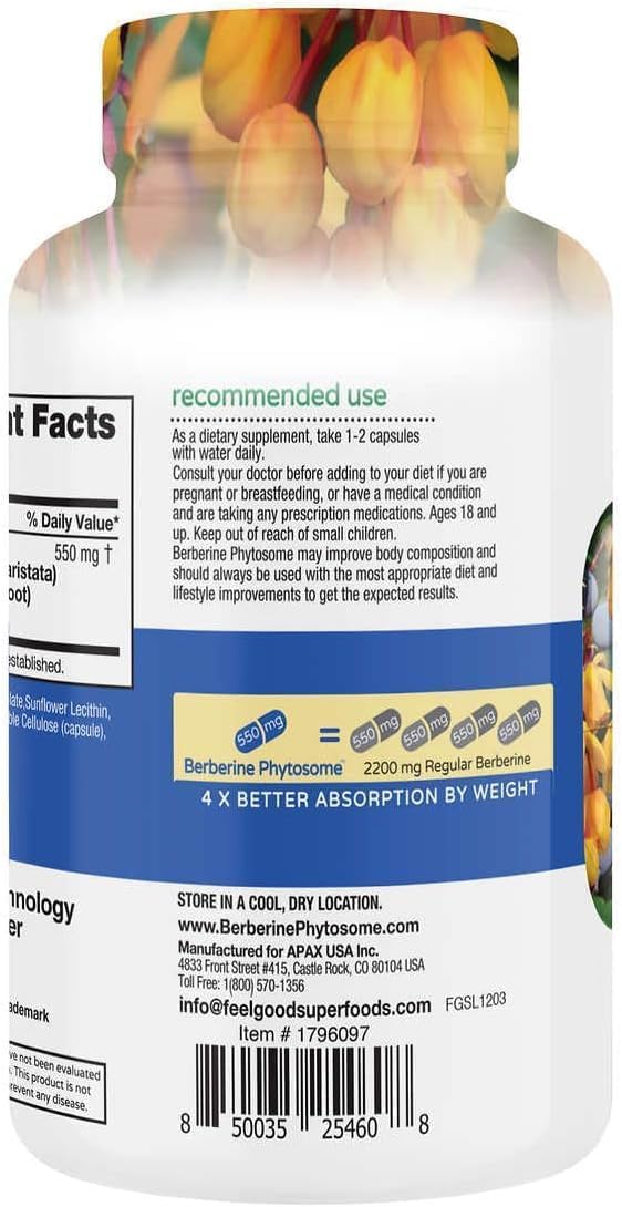 Feel Good Superfoods Berberine Phytosome Capsule 120 Count