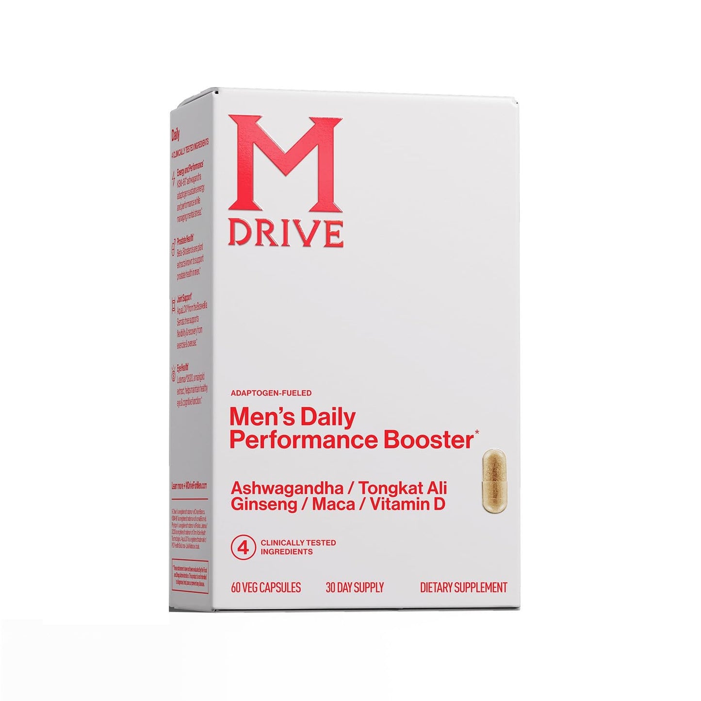 Mdrive Men's Daily Performance Complex Support Supplement for Men - Ashwaghanda, Tongkat Ali, Ginseng, Maca & Vitamin D Capsule, 60 Count