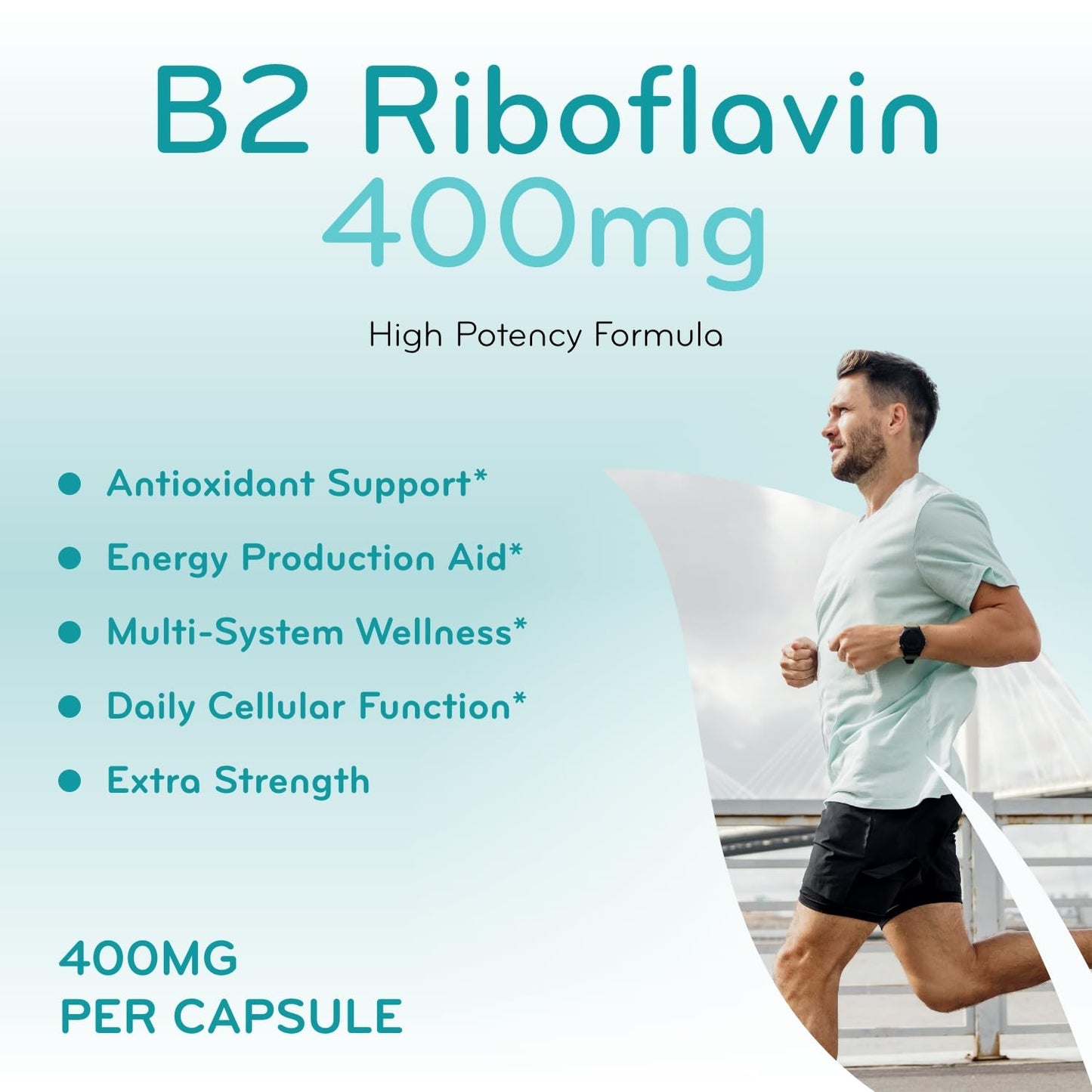 Clear Formulas Vitamin B2 Riboflavin 400mg Capsules 120 Count
