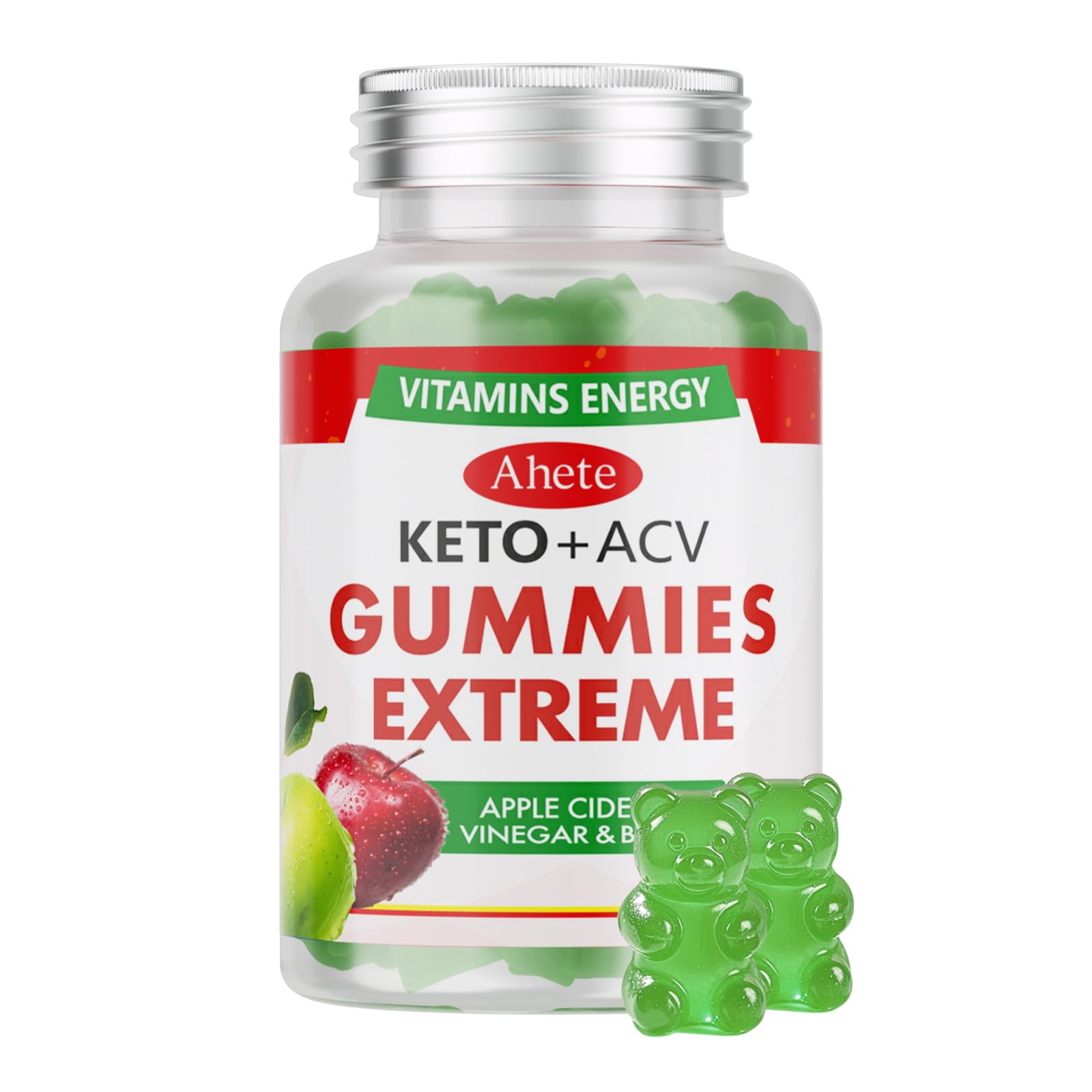 Ahete Keto Apple Cider Vinegar Gummies with Vitamin B6, B12, Folate & Beet Root, 60 Gummies
